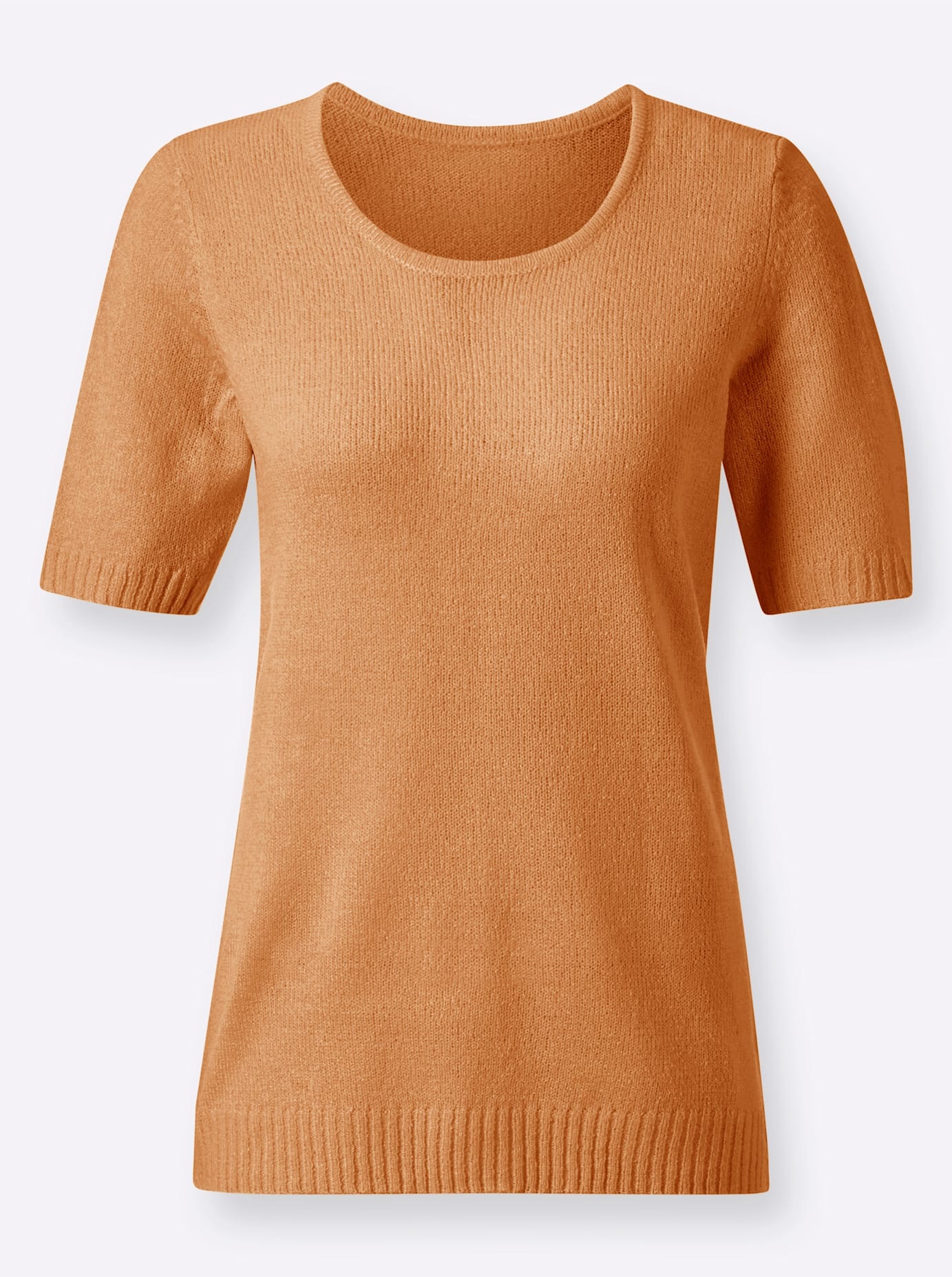 Rundhalspullover CLASSIC BASICS "Pullover", Damen, Gr. 46, rot (apricot), 100% Polyacryl, unifarben, figurumspielend, Pullover Rundhalspullover 3