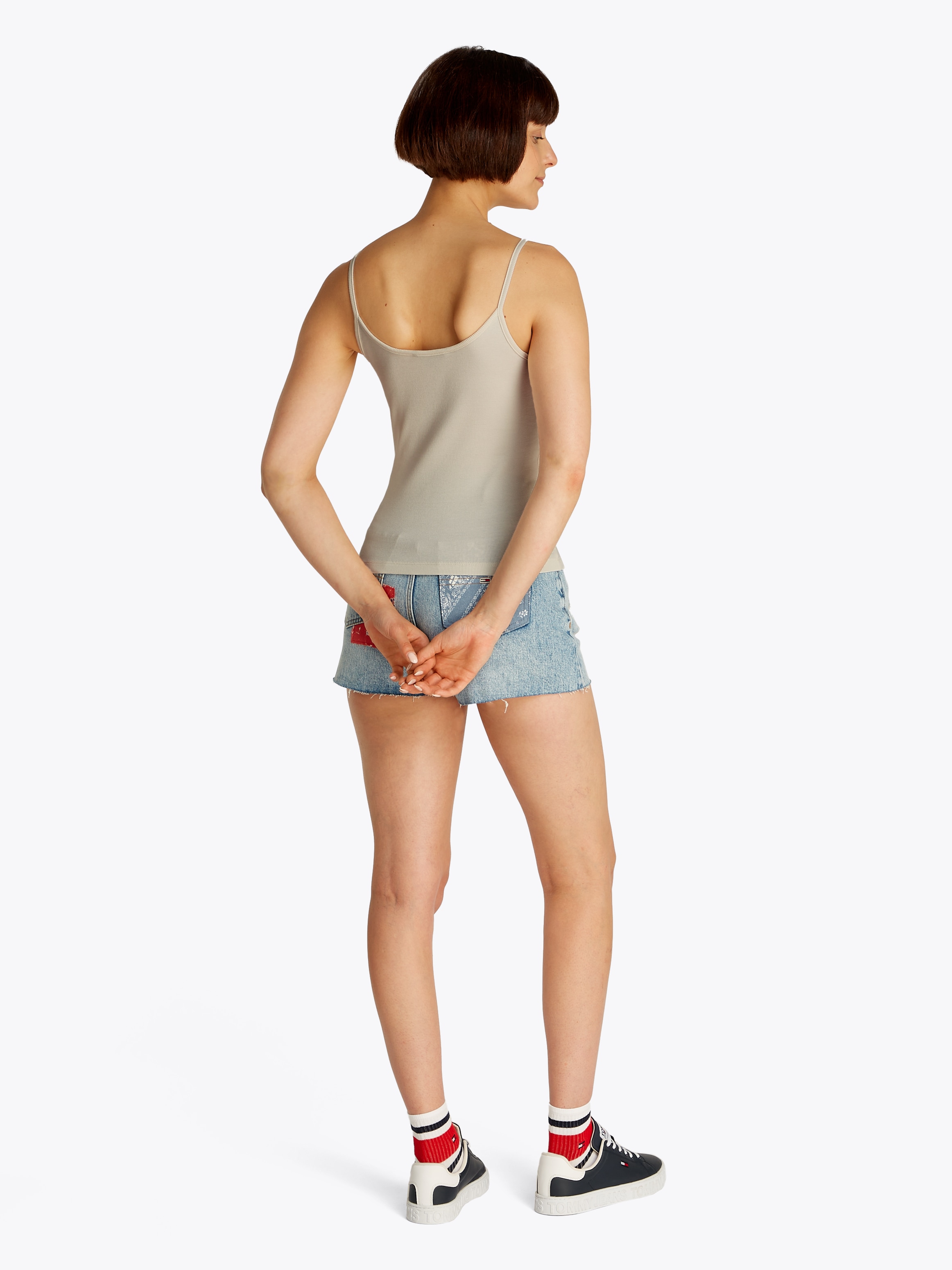 Tommy Jeans Spaghettitop »TJW SCRIPT STRAPPY TOP«, in Rippoptik, mit Logoschriftzug