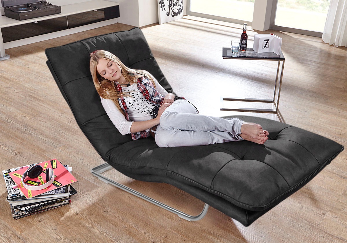 W.SCHILLIG Relaxliege "daily dreams" in Waffelkissen-Optik, wahlweise mit Motor, Freischwingergestell