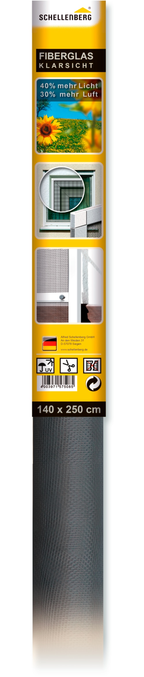 SCHELLENBERG Fliegengitter-Gewebe "Klarsicht aus Fiberglas" Packung, 1 Stk. günstig online kaufen