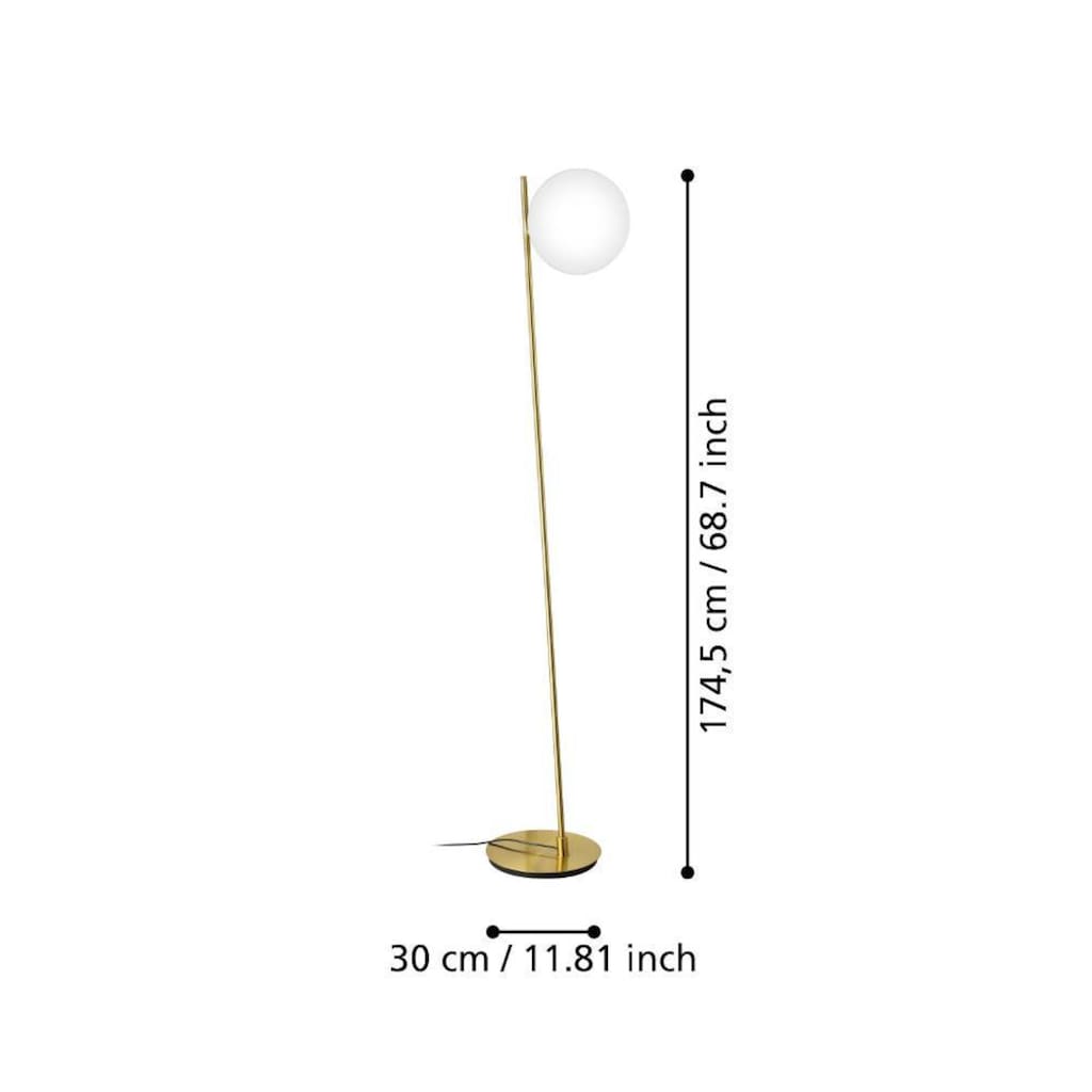EGLO Stehlampe »RONDO 4«, 1 flammig-flammig, Standleuchte, Stehleuchte aus Metall und Glas, E27 Fassung, 174,5 cm