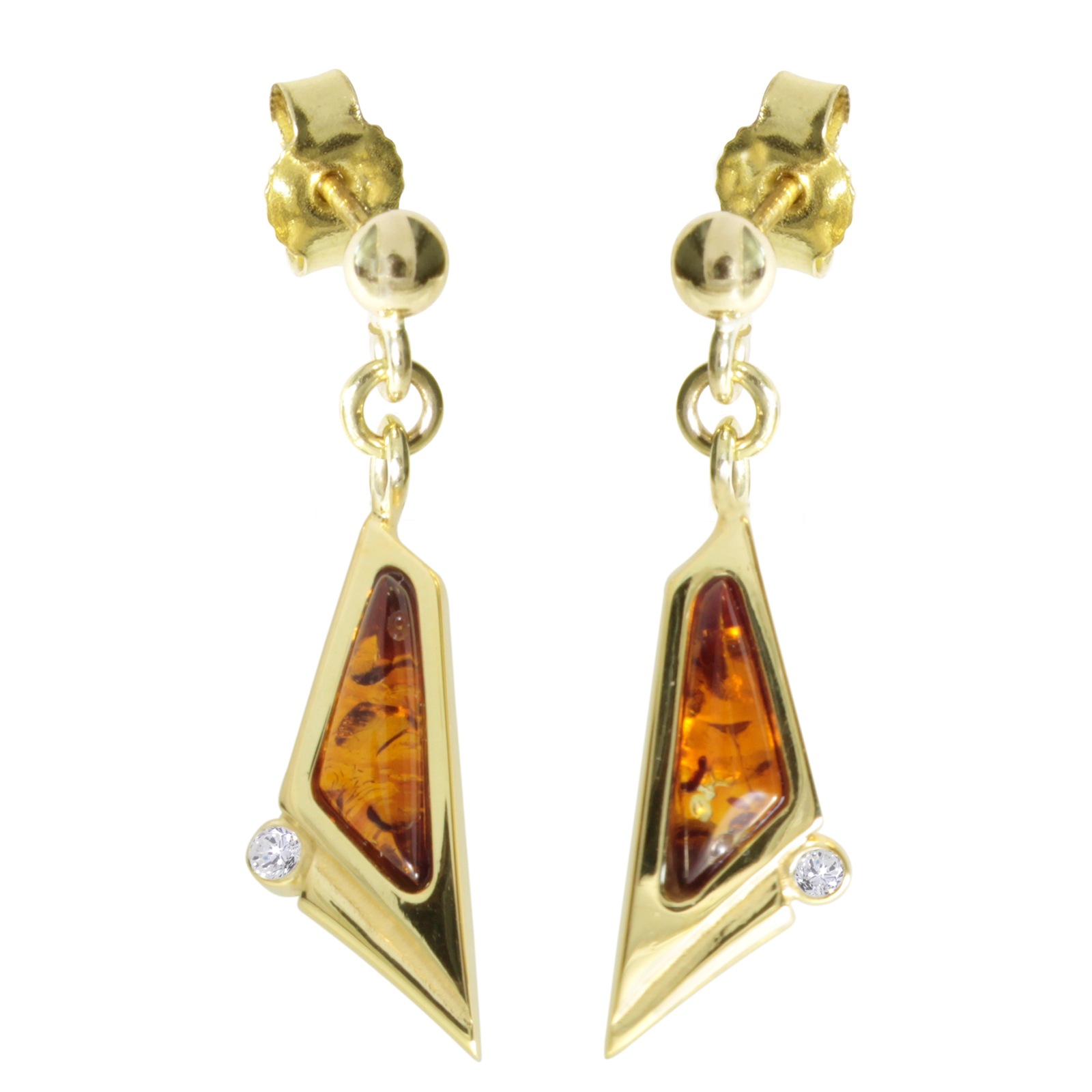 Paar Ohrhänger OSTSEE-SCHMUCK "Ostsee-Schmuck Ohrhänger Agneta Ohrhänger Agneta", gelb, Ohrringe, Damen, 20 x 8mm, SI = kleine Einschlüsse, Gelbgold 585