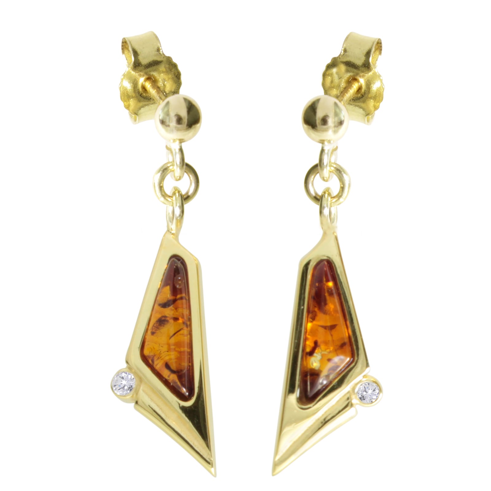 Paar Ohrhänger OSTSEE-SCHMUCK "Ostsee-Schmuck Ohrhänger Agneta Ohrhänger Agneta", gelb, Ohrringe, Damen, 20 x 8mm, SI = kleine Einschlüsse, Gelbgold 585 4
