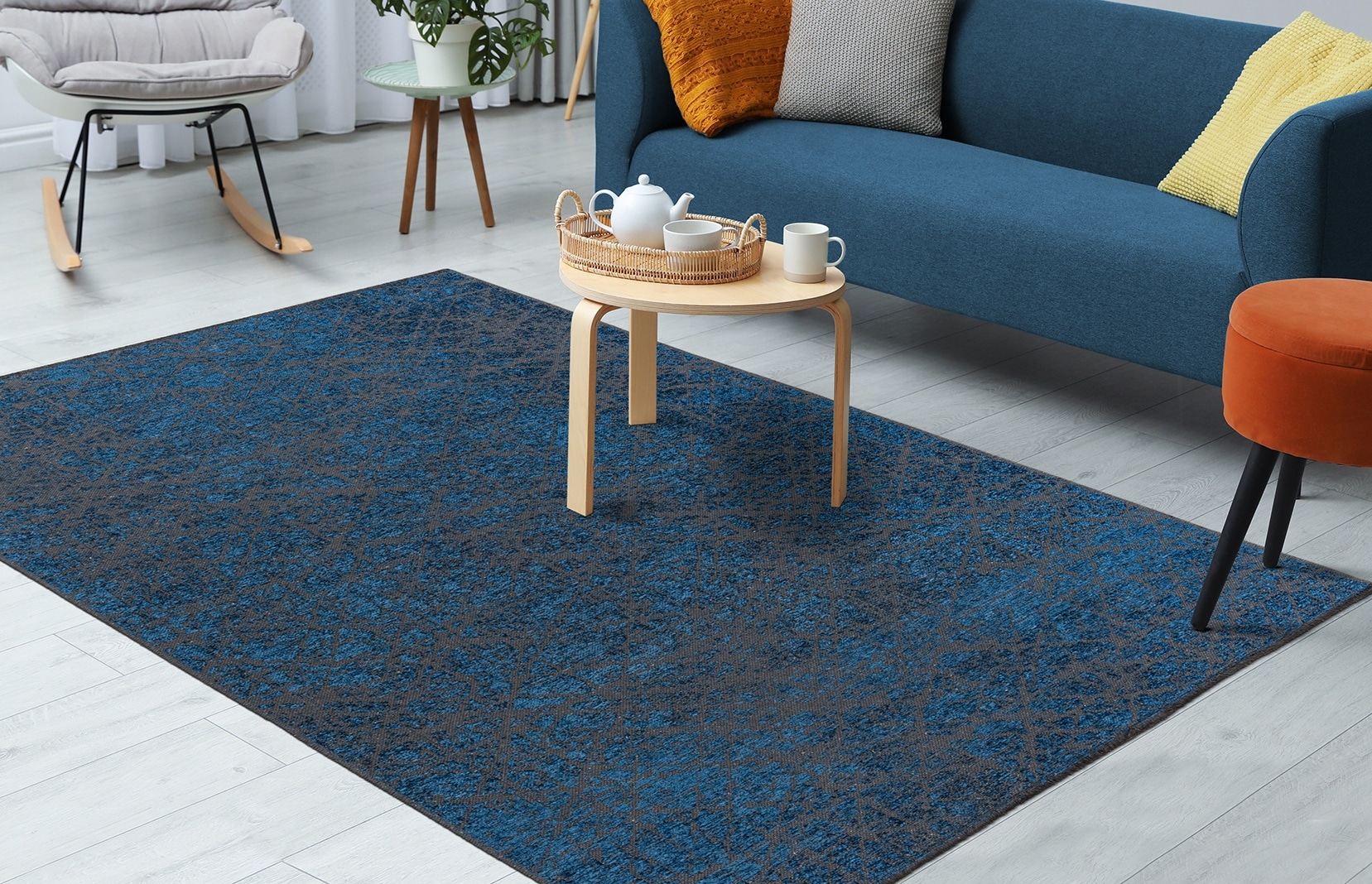 Kayoom Teppich "Kalea 225" rechteckig 8 mm Höhe Flachgewebeteppich mit Relief-Design, Used-Look, moderne Farben