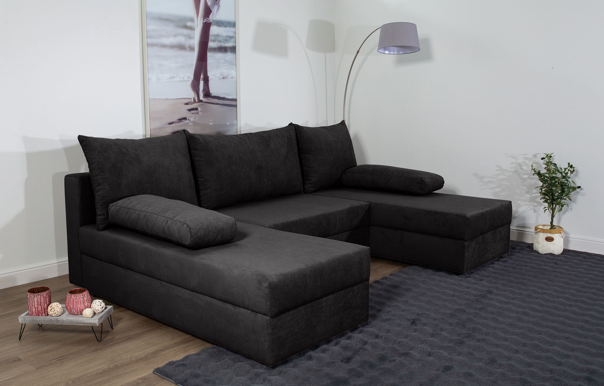 COLLECTION AB Wohnlandschaft »Pico U-Form«, Breite 220, ohne Armlehne mit Schlaffunktion, Bettkasten