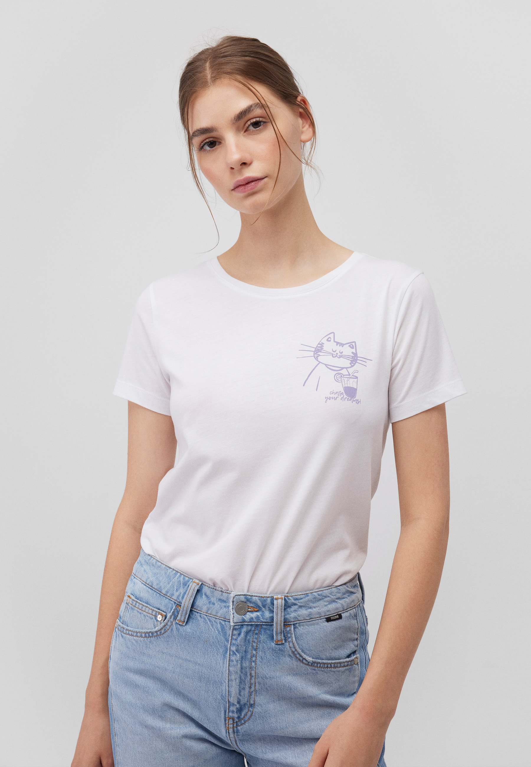 Mavi T-Shirt »CAT DRINK TEE«, Katzen T-Shirt