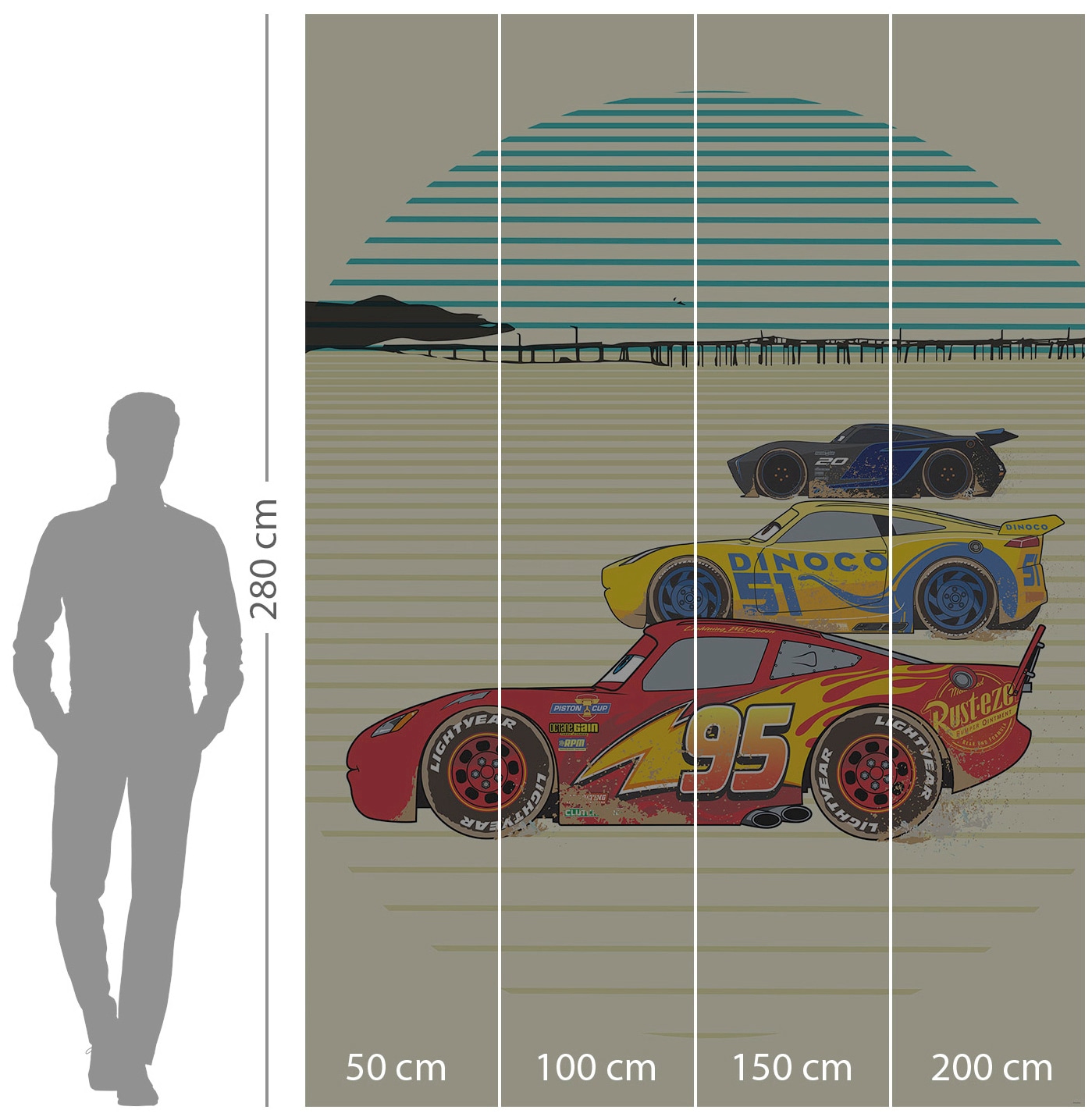Komar Fototapete »Cars Stream Lines«, bedruckt-Comic-Retro-mehrfarbig,  200x280 cm (Breite x Höhe) günstig | BAUR