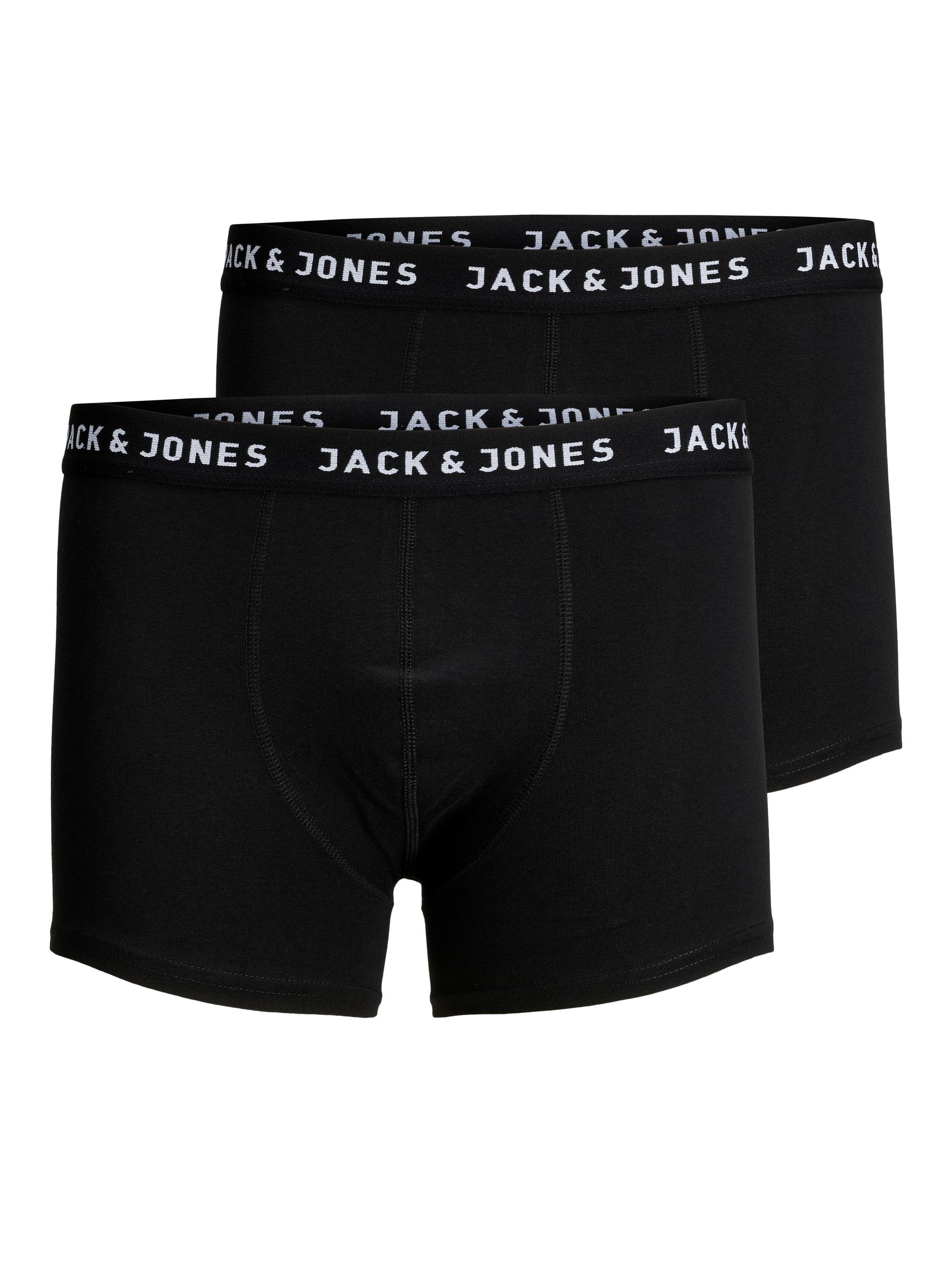 JACK & JONES Herren Trunk "JACJON TRUNKS 2 PACK NOOS", Gr. M, schwarz, Jersey, Obermaterial: 95% Baumwolle, 5% Elasthan, unifarben, Unterhosen