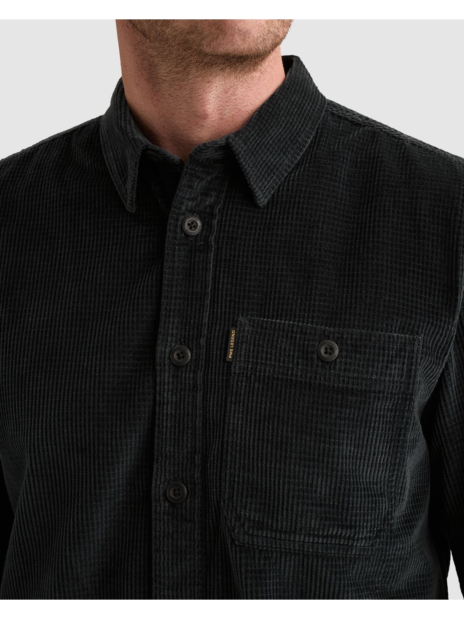 PME LEGEND Langarmhemd Cord- Qualität mit Waffelmusterstruktur