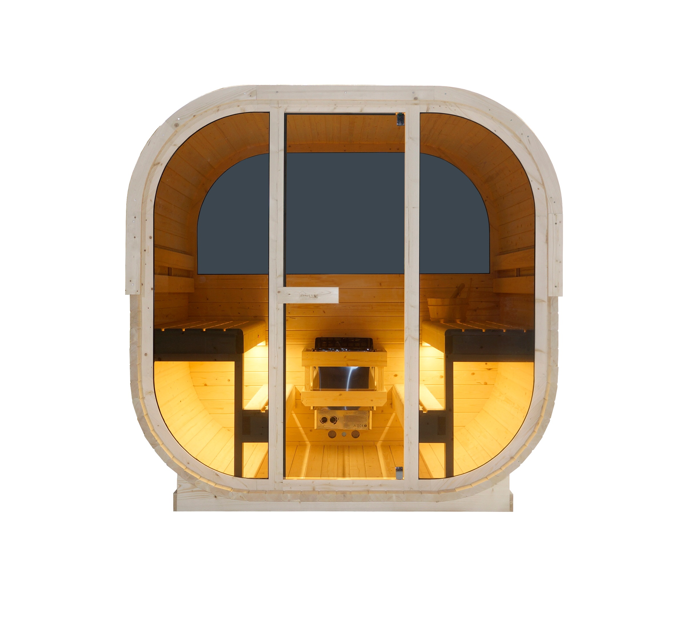 SANOTECHNIK Sauna "»HANKO« Außensauna", Saunaofen, 8 kW, braun, Saunen, geeignet für 6 Personen, Fichtenholz