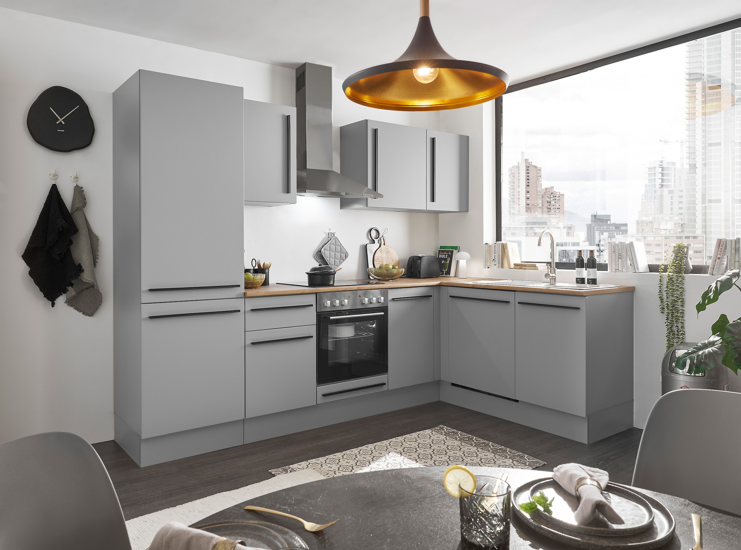BASIC by Balculina Winkelküche »Denver, Küche BxHxT 280/115 x 211 x 60«, Breite 280 cm, wahlweise mit E-Geräten und Induktion