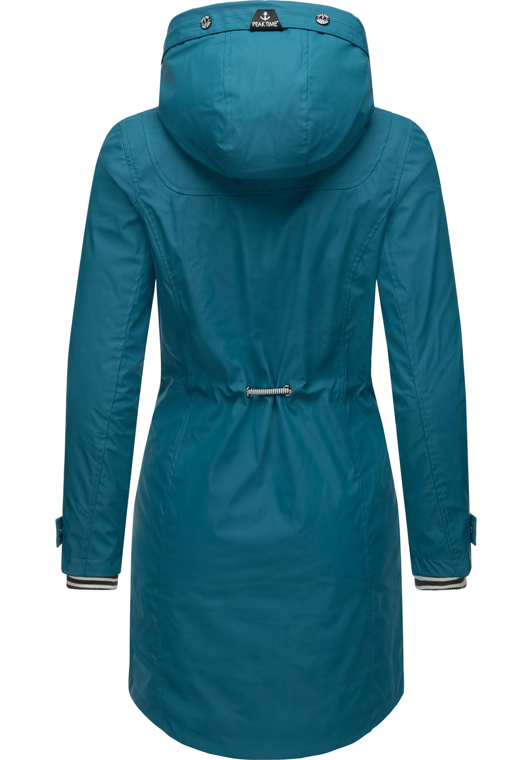 PEAK TIME Regenjacke »L60042«, mit Kapuze, stylisch taillierter Regenmantel für Damen