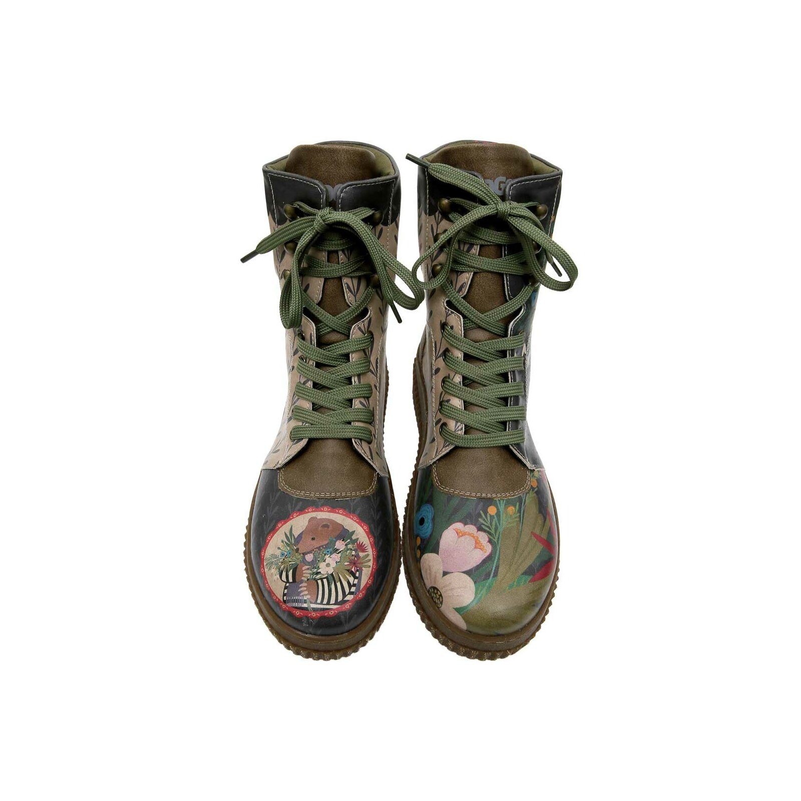 DOGO Schnürboots »Future Boots Bear And Flowers Damen Boots / Female«, Vegan