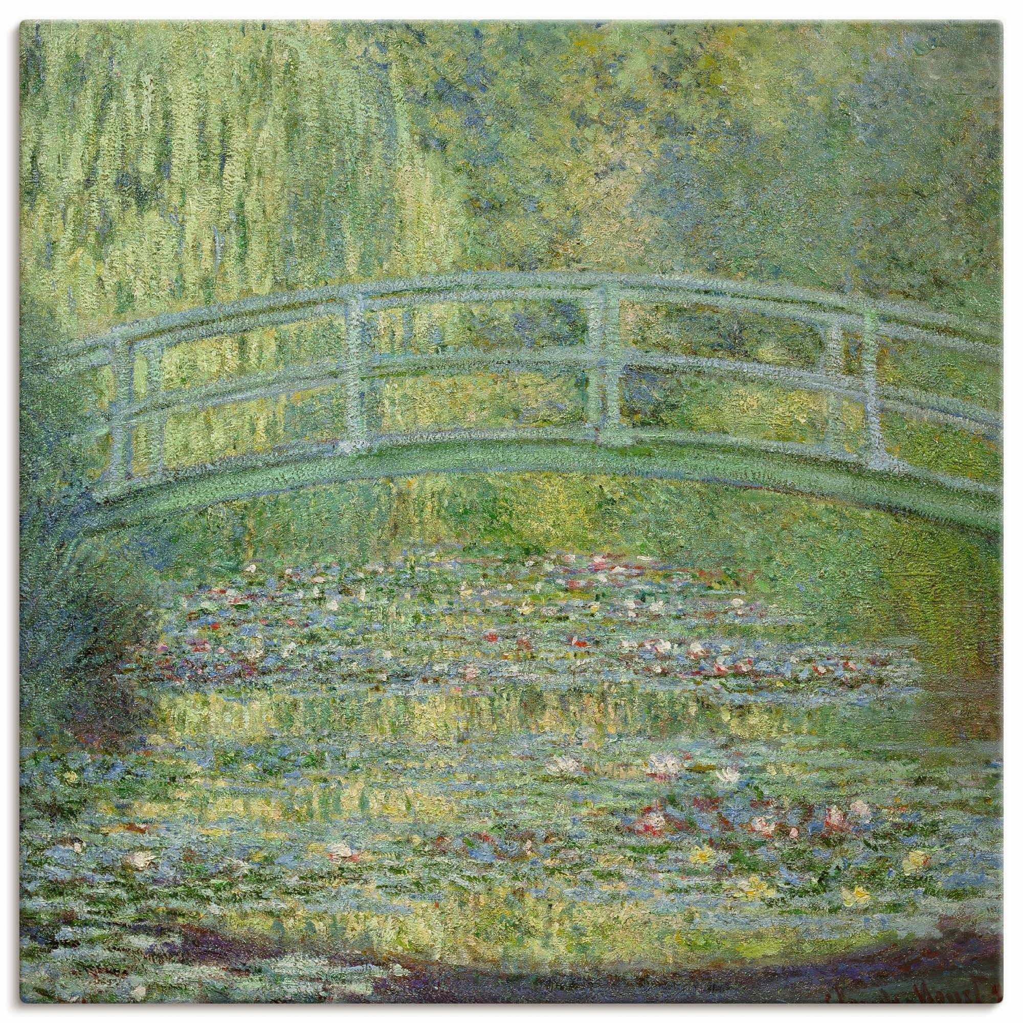 Artland Leinwandbild "Seerosenteich und japanische Brücke." Gewässer 1 Stk. günstig online kaufen