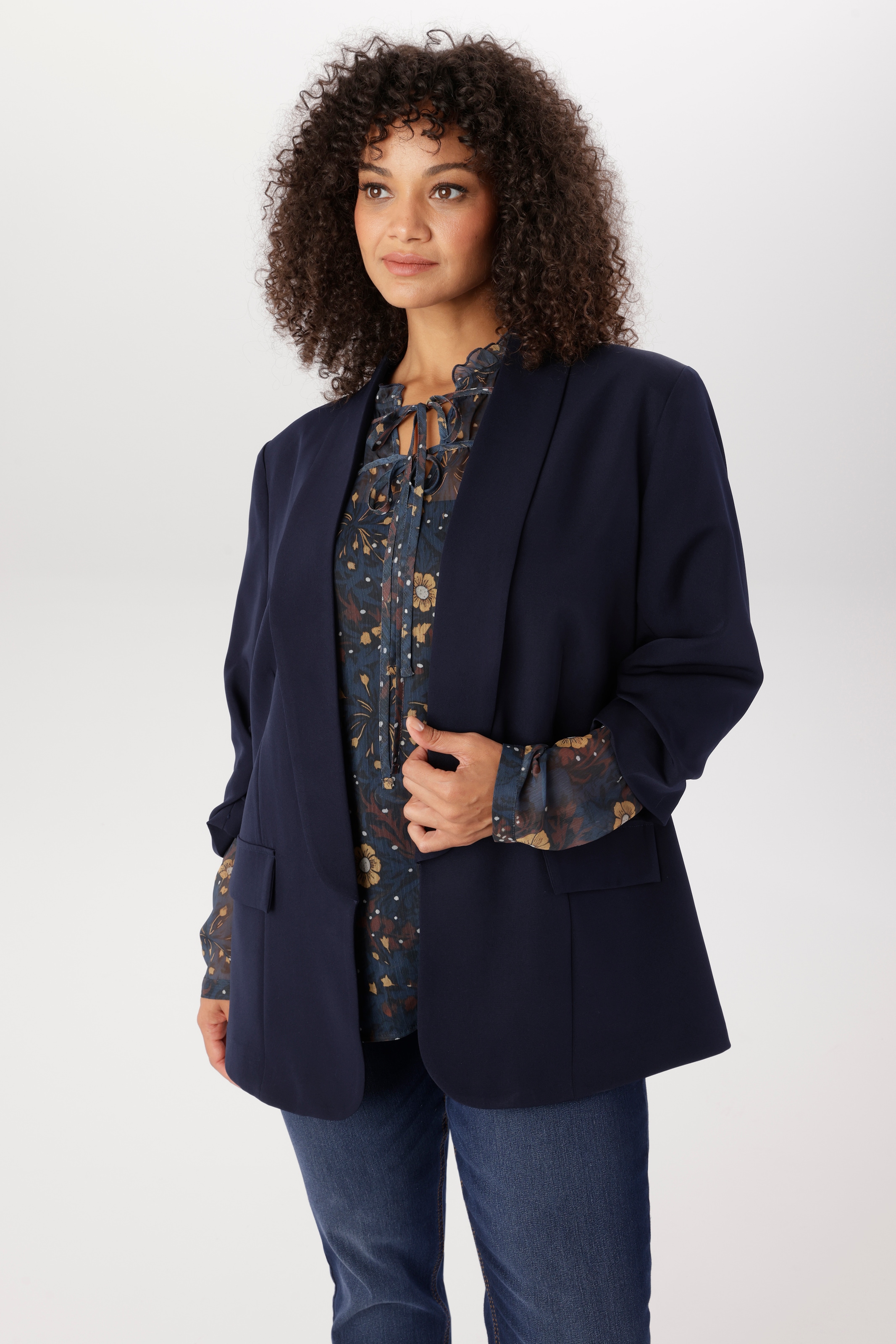 Aniston PLUS Longblazer mit 3/4 langen, gerafften Ärmeln - NEUE KOLLEKTION
