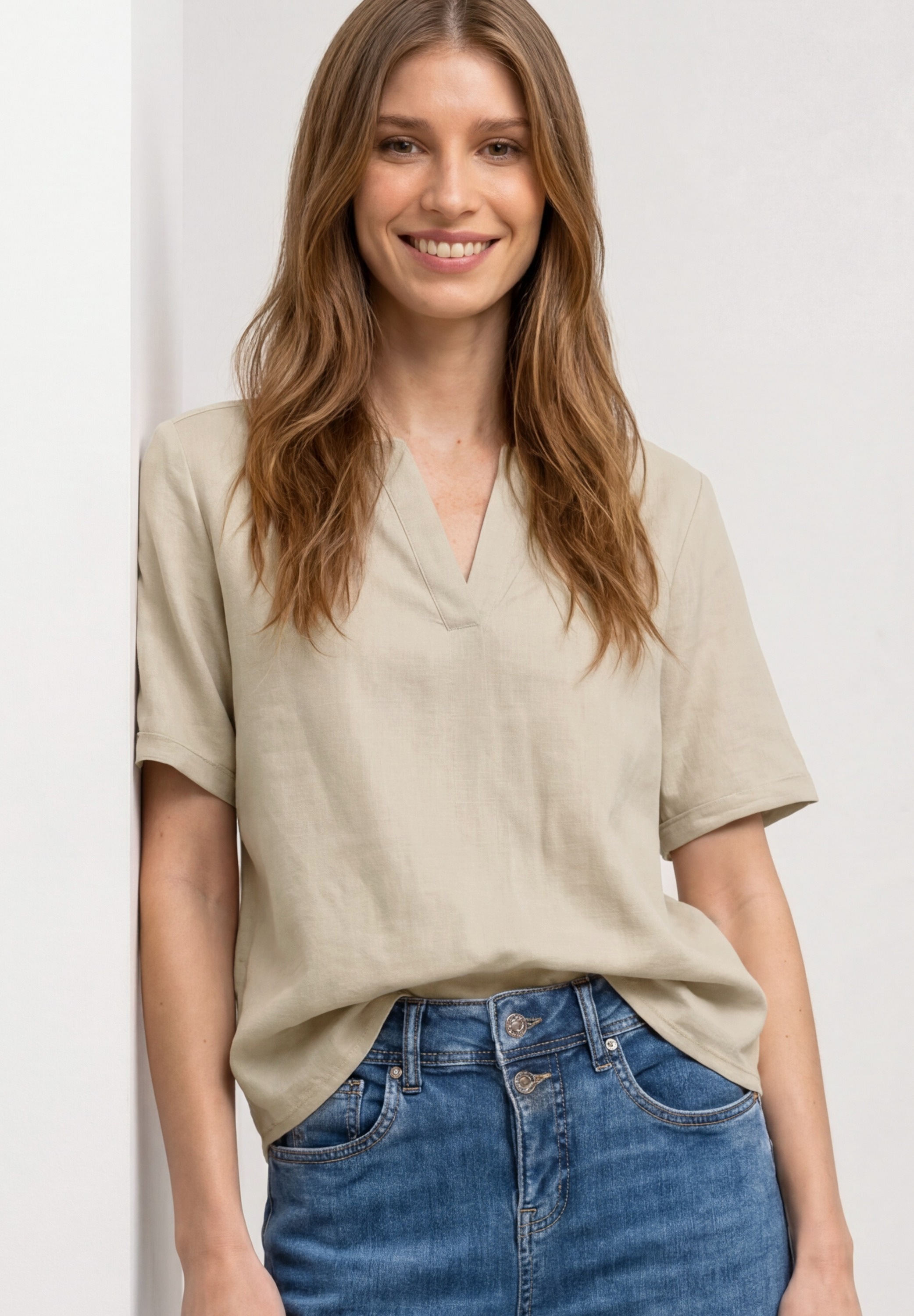 STREET ONE Shirtbluse mit Leinenanteil