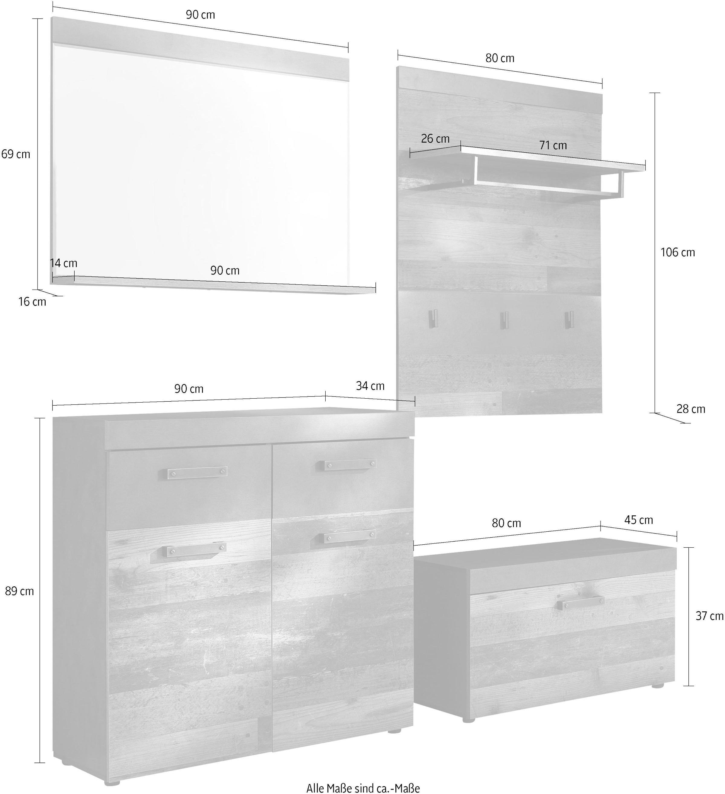 moderner INOSIGN 4 Garderoben-Set Style | St.), Industrial BAUR »Ilana«, (Set,