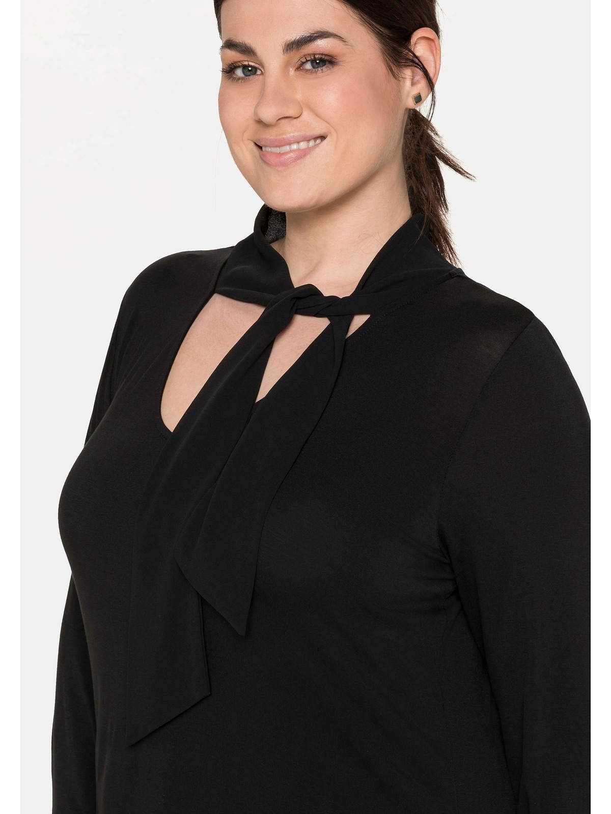 Sheego Langarmshirt »Große Größen«, mit Bindeband aus weichem Chiffon