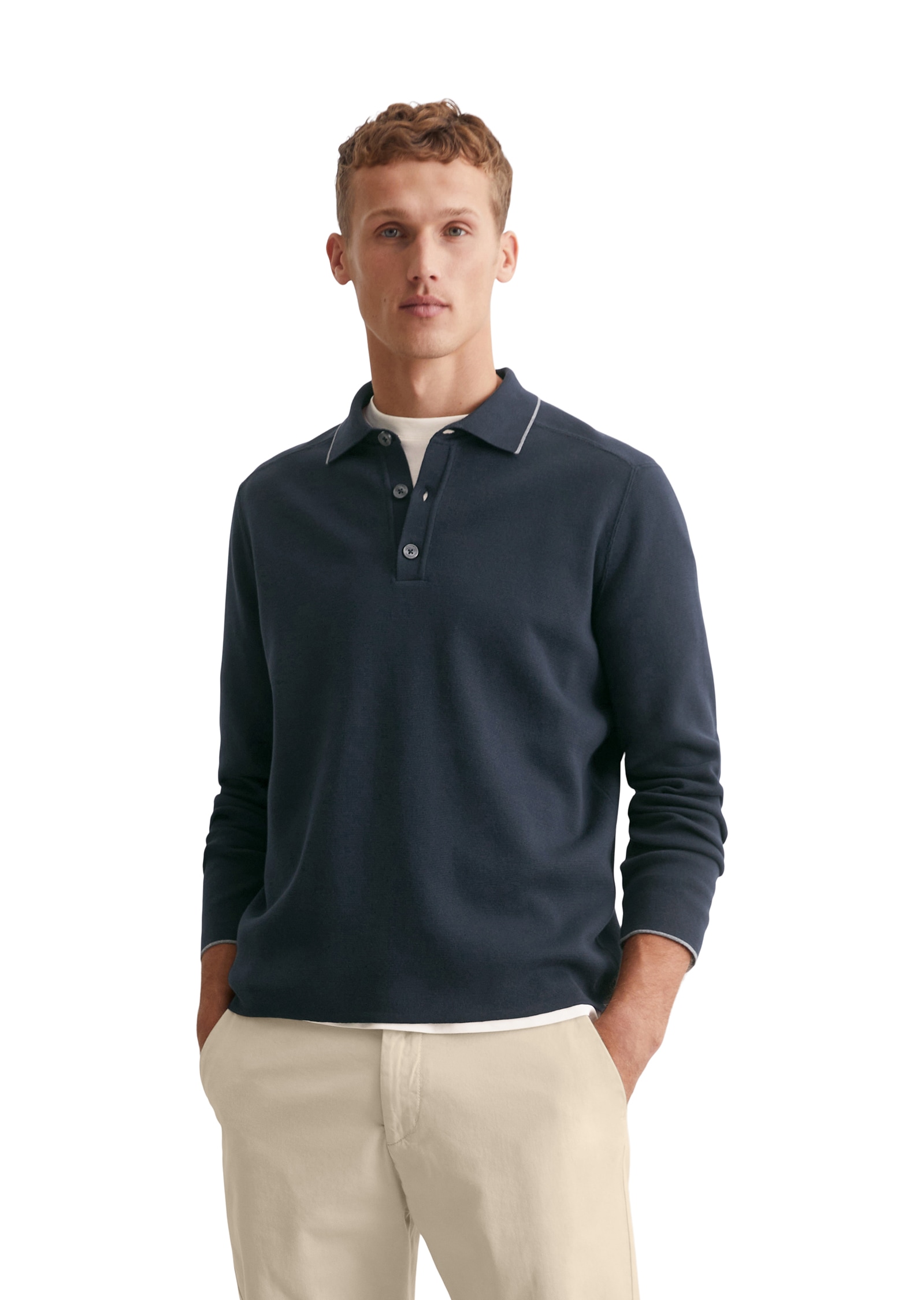 Marc OPolo Polokragenpullover, elegante, dicht gestrickte Milano-Struktur günstig online kaufen