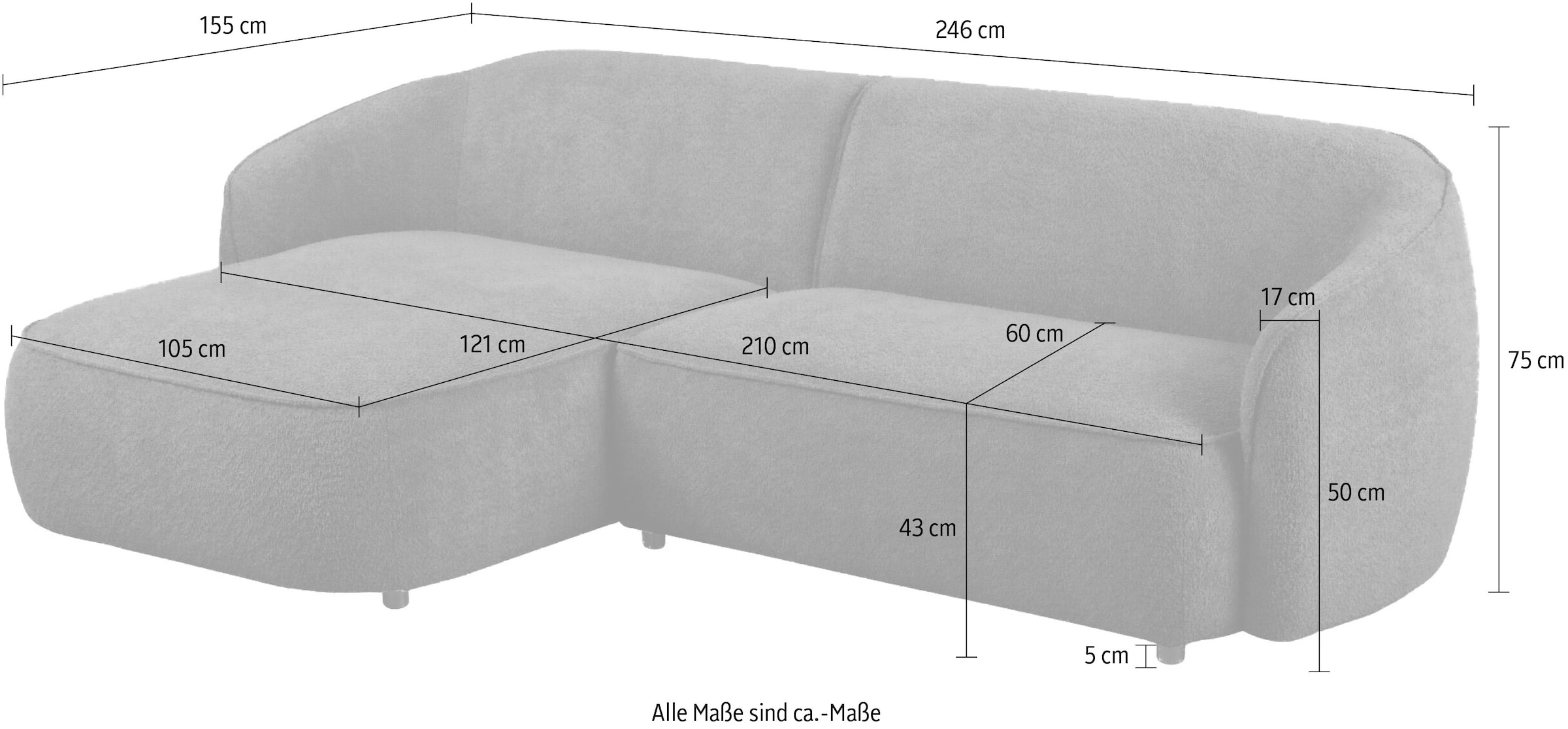 INOSIGN Ecksofa »Cosigo«, Breite 246 cm, 2 Chenille-Stoffe zur Auswahl, mit Kaltschaum