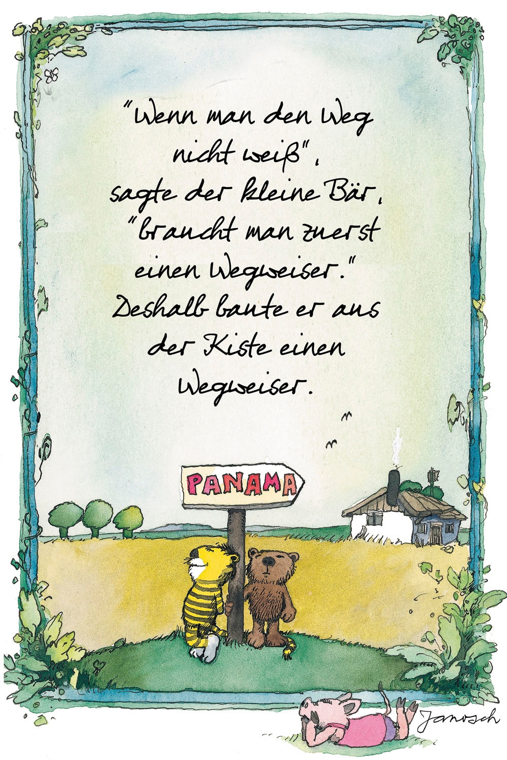 LuckyLinde Leinwandbild »Der kleine Bär und der kleine Tiger vor ihrem Haus« 1 Stk. tlg. Exklusive JANOSCH Kindermotive