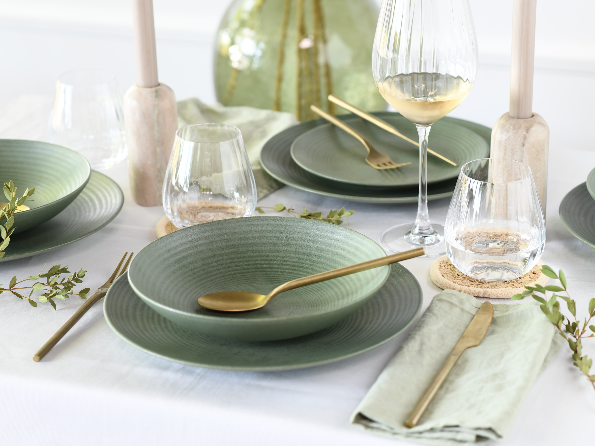 CreaTable Teller-Set »Catania, Tellerset 12-tlg.«, (Set, 12 tlg.), Vintage Farben, Ausdrucksstarkes Relief, Handwerklicher Charakter