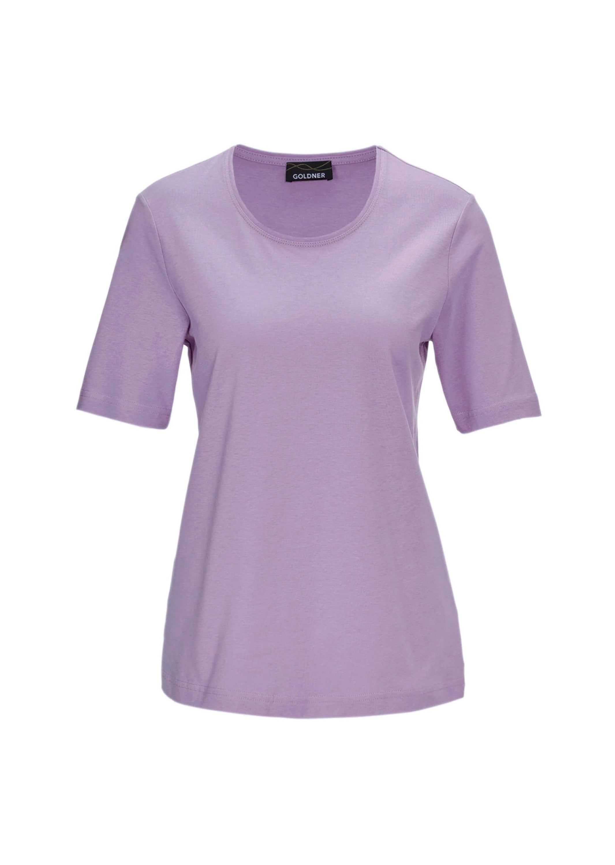 Langarm-Poloshirt GOLDNER "Kurzgröße Basic Baumwollshirt mit kurzem Arm", Damen, Gr. 19, lila (flieder), Obermaterial: 100% Baumwolle CO., normal, Sonstiges, Shirts, Ohne