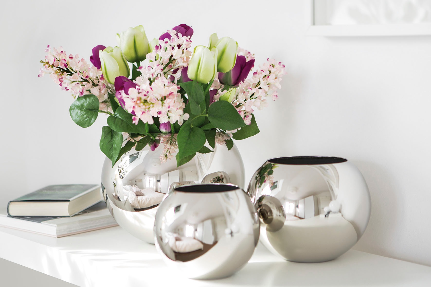 Fink Dekovase "MOON" Kugelvase, Tischvase aus Metall, vernickelt günstig online kaufen