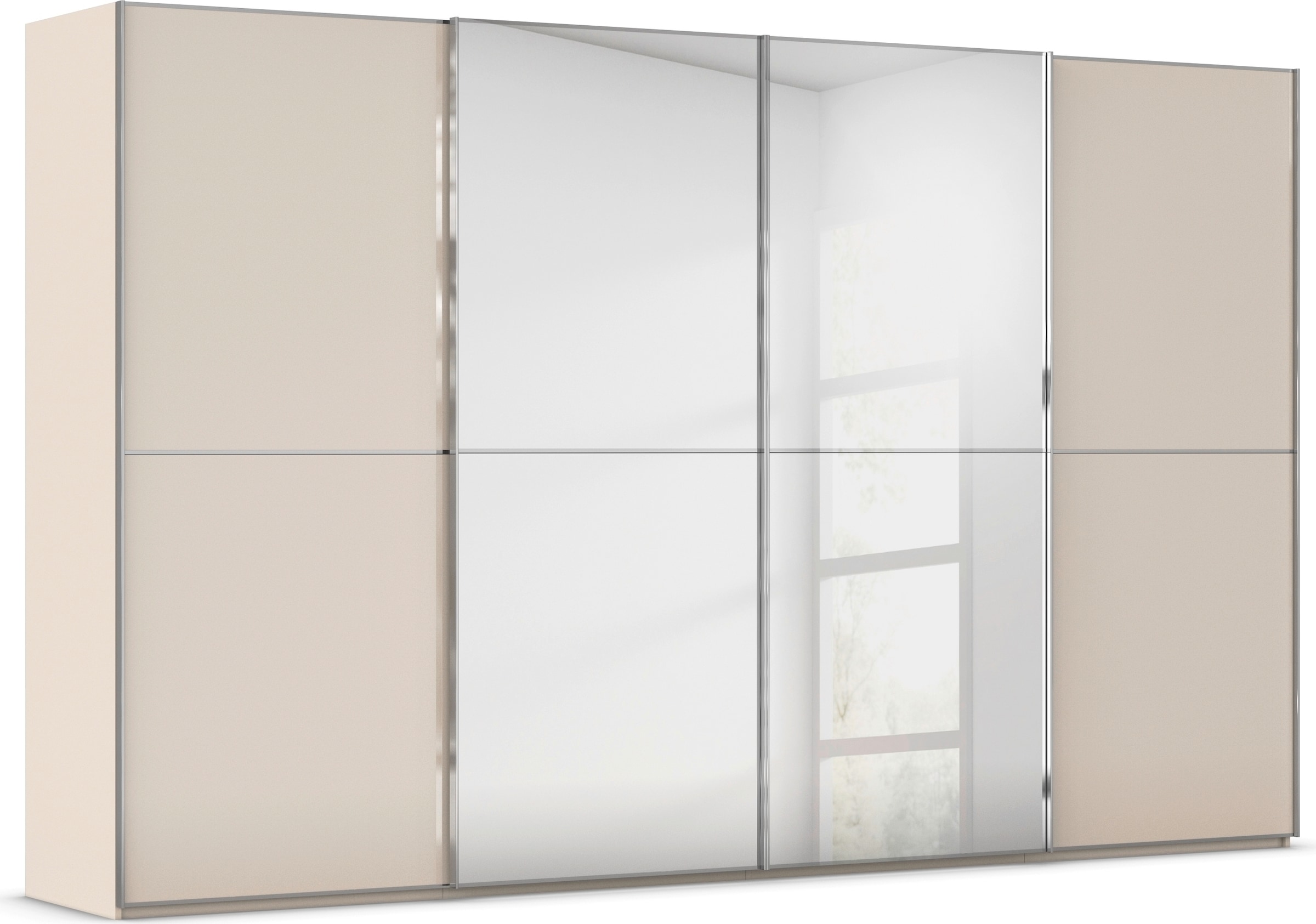 rauch Schwebetürenschrank "Kleiderschrank Schrank Garderobe Schlafzimmerschrank SCALE-DUO" edle zweigeteilte Türen Spiegel/Glas-Mix 3 Zierleisten MADE IN GERMANY
