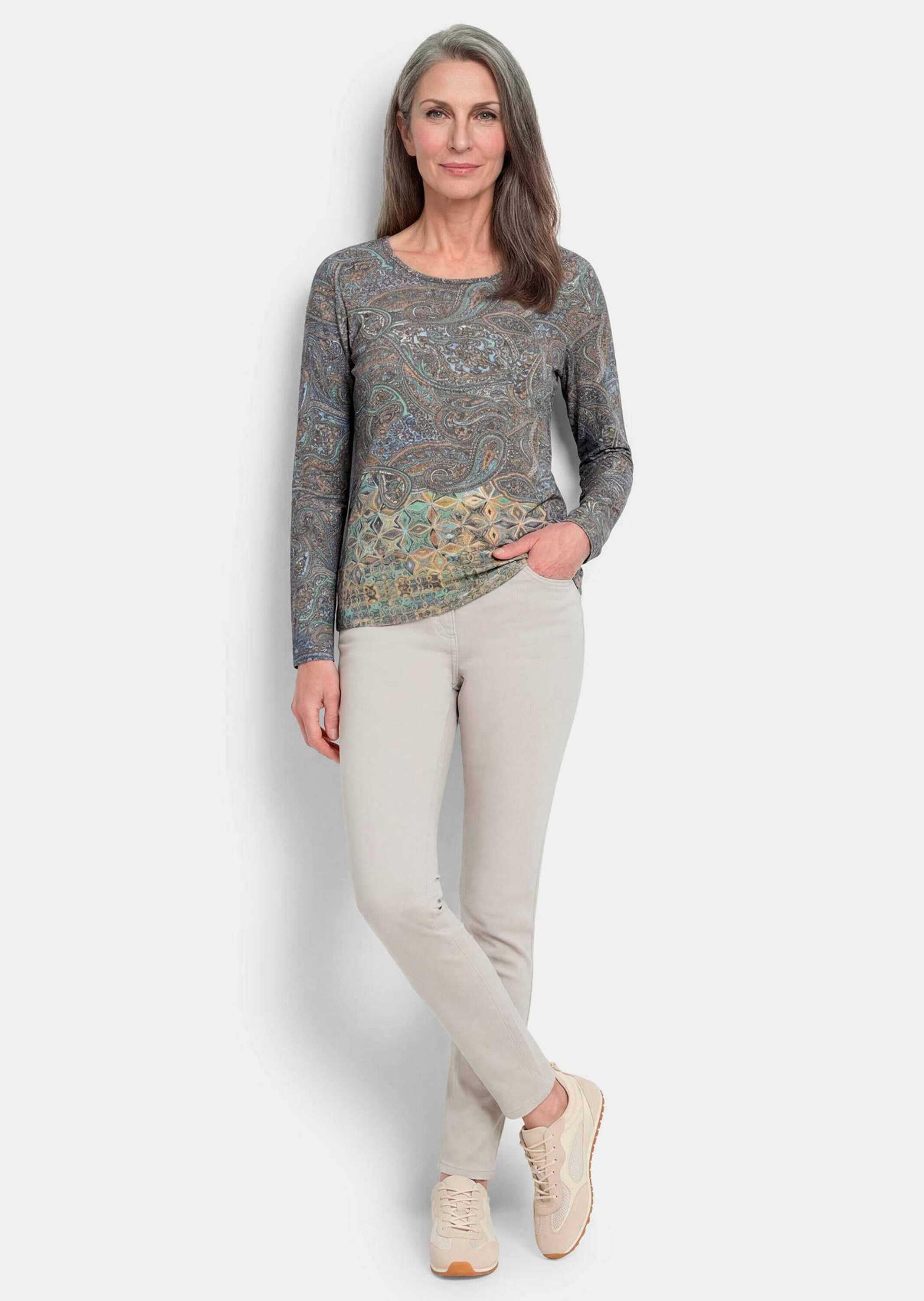GOLDNER Langarmshirt »Jerseyshirt mit Paisley-Druck« stretchbequmer Jersey