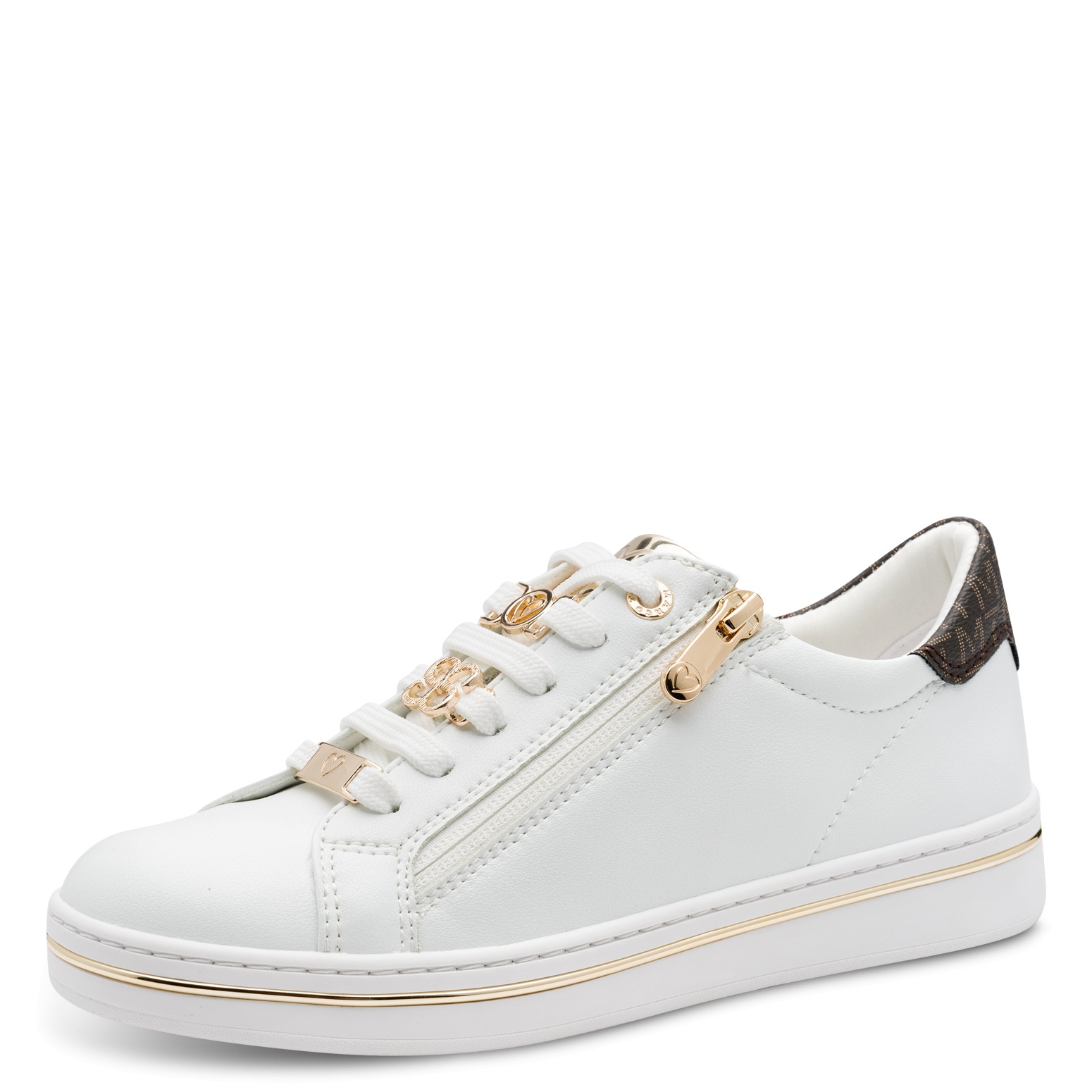 Plateausneaker MARCO TOZZI, Herren, Gr. 38, weiß, Lederimitat, Schuhe Plateausneaker, Freizeitschuh, Halbschuh, Schnürschuh mit Logoschriftzug