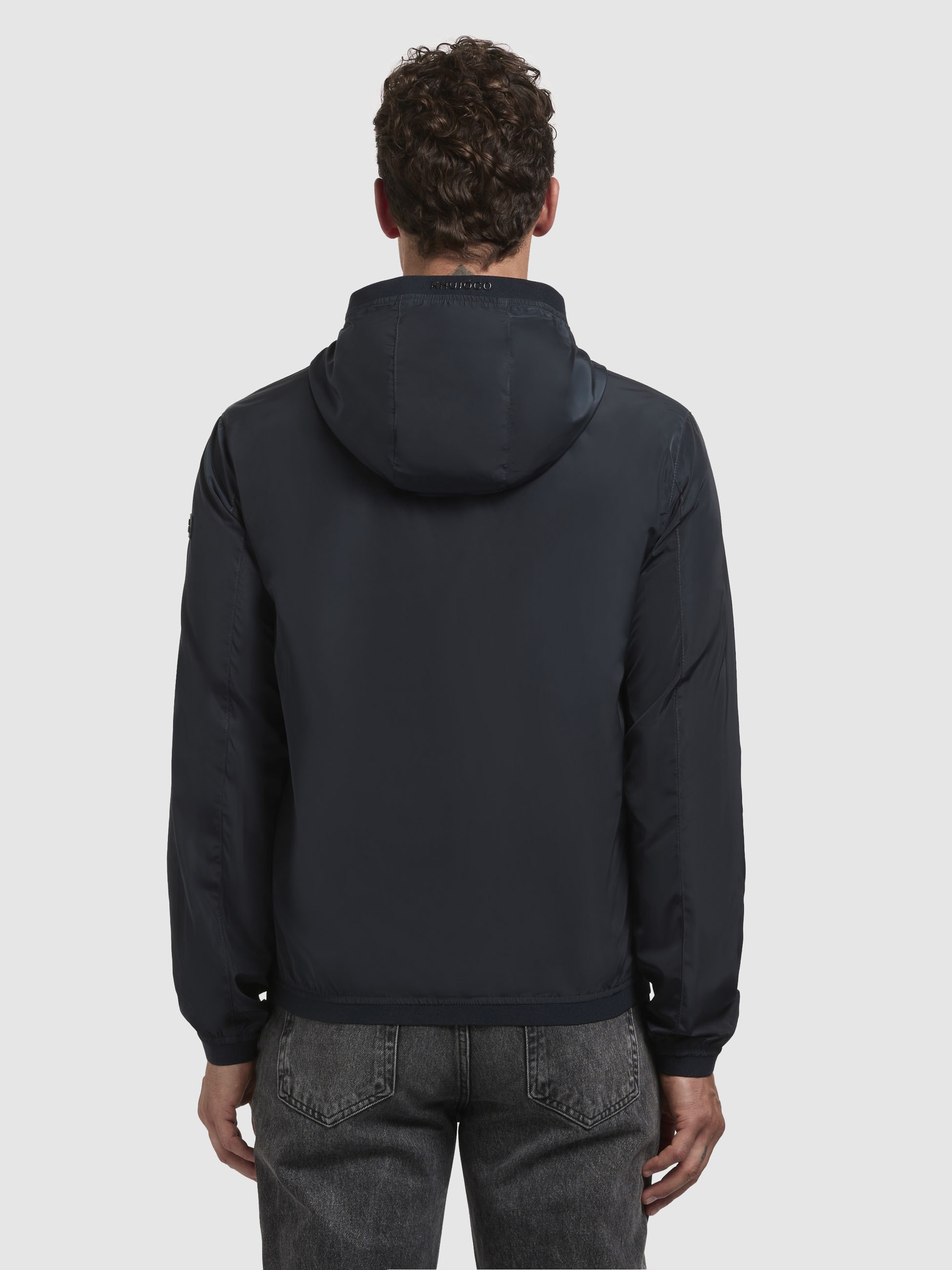 Anorak KHUJO "FERD", Herren, Gr. L, blau (dunkelblau), Web, 100% Polyester, unifarben, regular fit hüftlang, eingesetzt elastischer Bund, Jacken 3