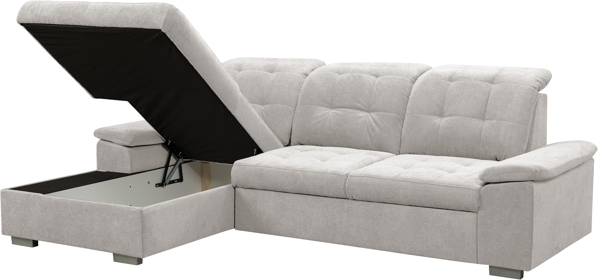 WERK2 Ecksofa Carmen, Sofa, Eckcouch mit Schlaffunktion, Bettkasten und Sitztiefenverstellung