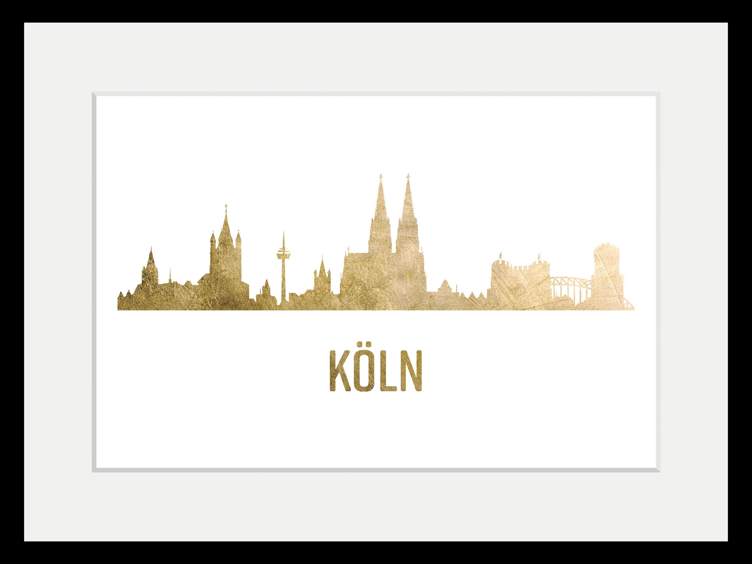 queence Bild "Köln Skyline GOLD", Städte-Schriftzug-Deutschland-Stadt-Köln, günstig online kaufen