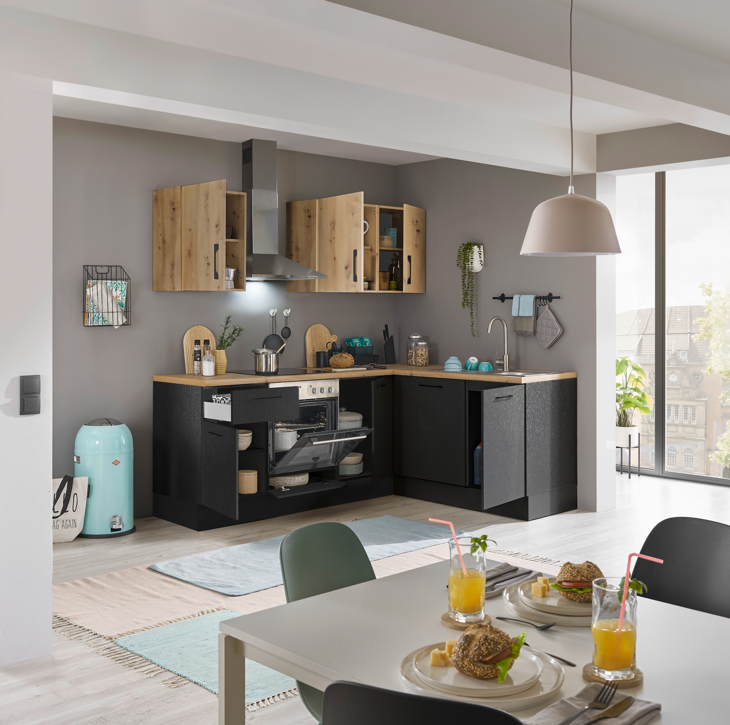 BASIC by Balculina Winkelküche »Turin«, Stellmaße 220x175 cm, wahlweise mit E-Geräten