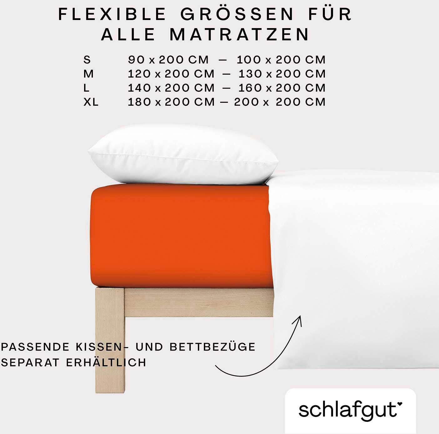 Schlafgut Spannbettlaken »CASUAL u.a. in Gr. 90x200, 140x200 oder 180x200 cm, 100% Bio-Baumwolle«, Bettlaken für Matratzen bis 25 cm Höhe, zuverlässig, langlebig, weich