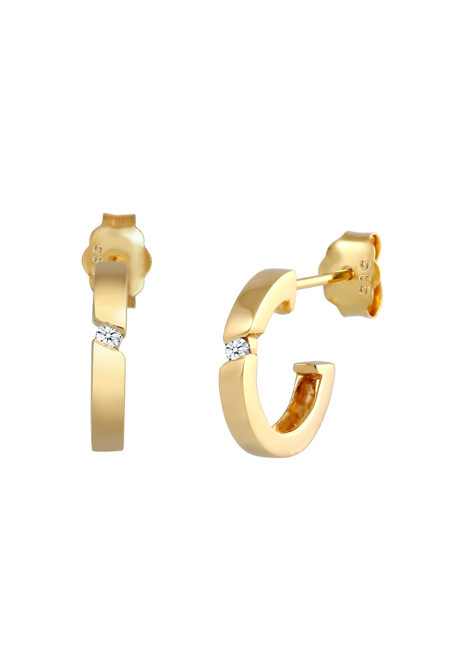 Elli DIAMONDS Paar Creolen »Creolen Diamant Weiß Brillantschliff (0.03 ct.) 585 Gelbgold«