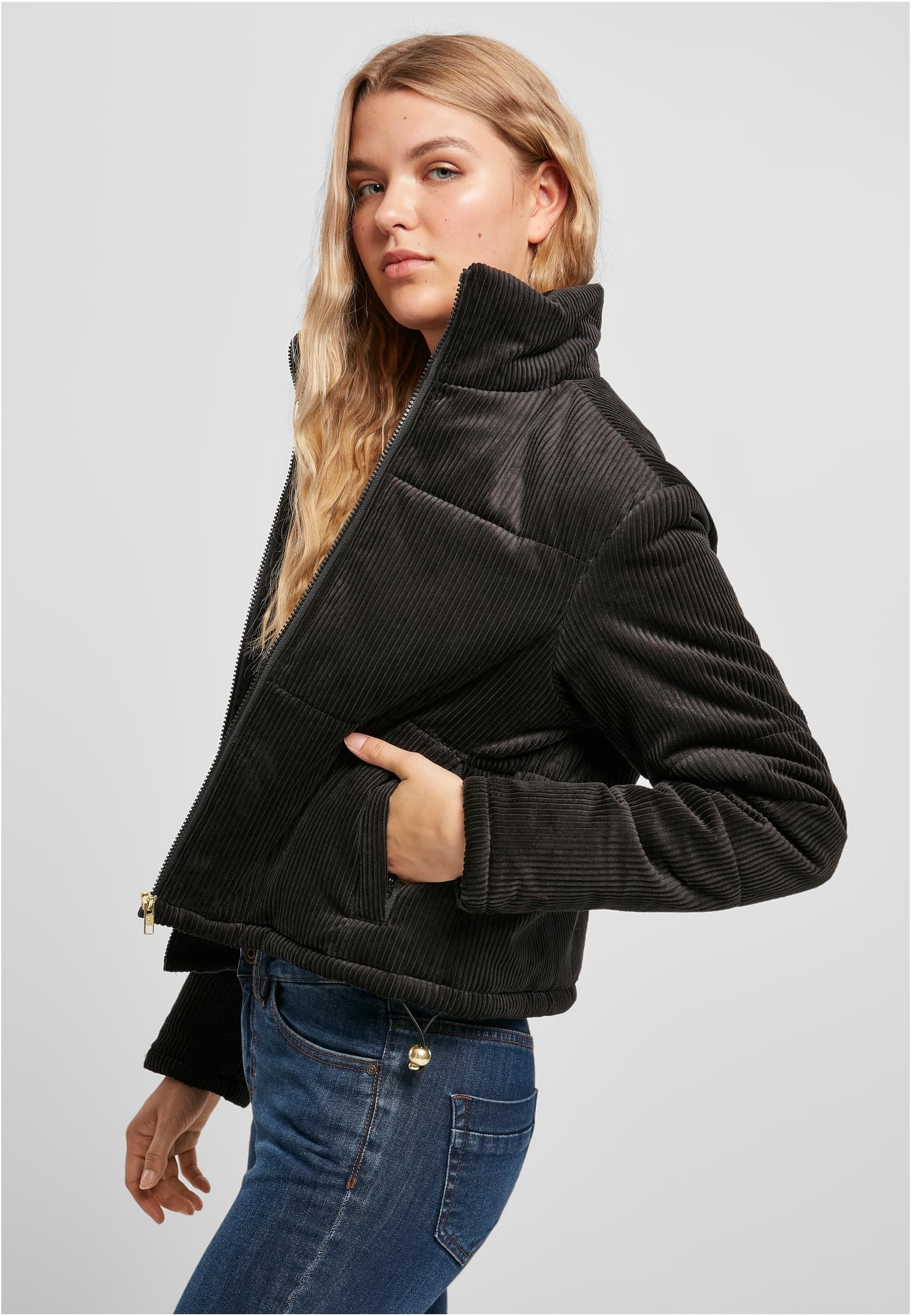 URBAN CLASSICS Winterjacke »Urban Classics Damen Ladies Corduroy Puffer Jacket«, (1 St.), ohne Kapuze