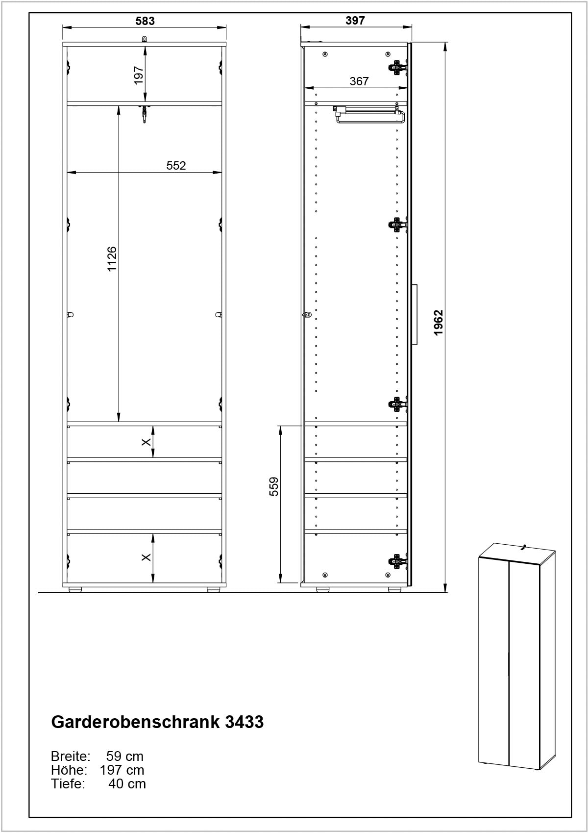 GERMANIA Garderobenschrank | bestellen Garderobenschrank »GW-GENOVA 3433« BAUR