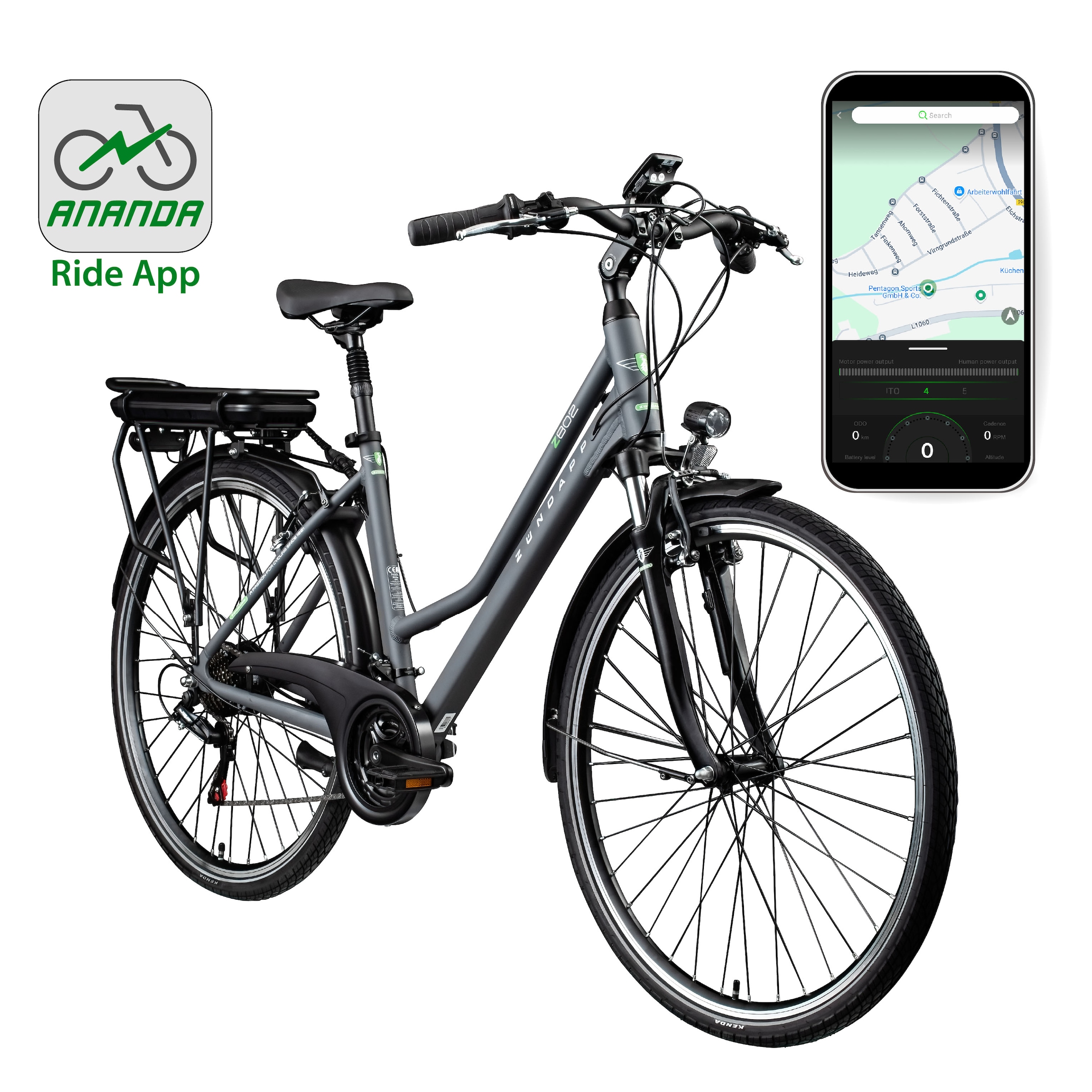 Zündapp »Z802 Damen« 21 Gang Shimano Altus RD-M310 Schaltwerk Kettenschaltung Heckmotor 250 W Pedelec, Elektrofahrrad für Damen