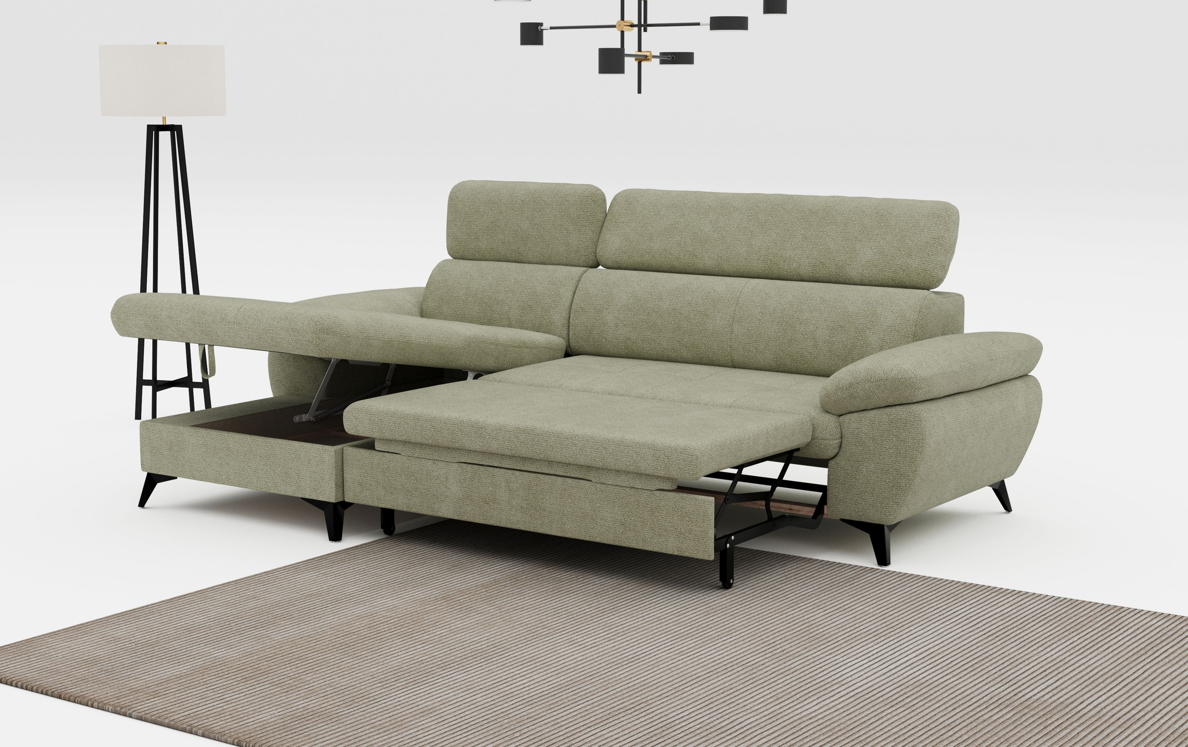COTTA Ecksofa »Hudson L-Form«, mit Kopfteilverstellung, wahlweise mit Bettfunktion & Bettkasten