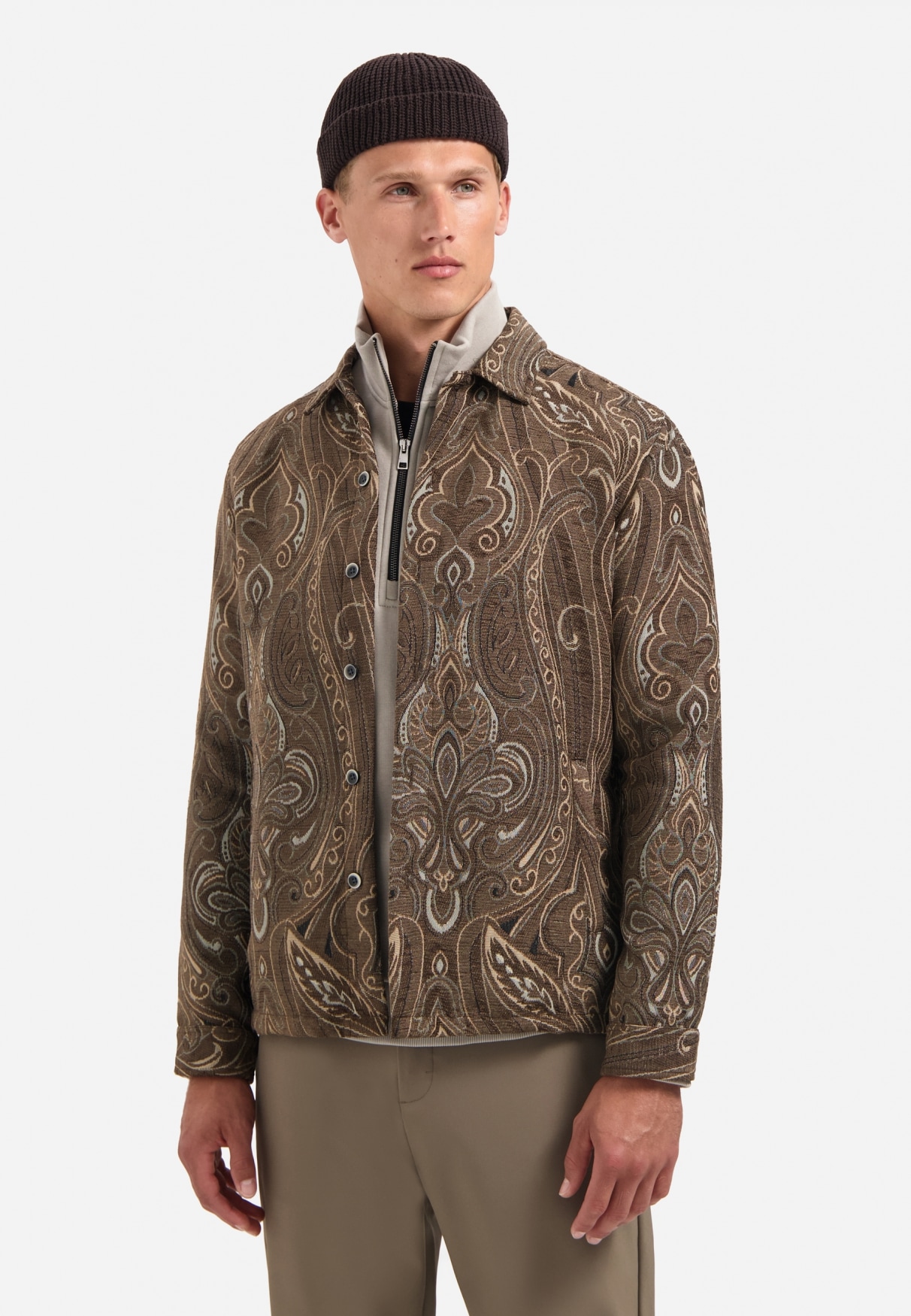 NO EXCESS Langarmhemd "No Excess Jacquard-Overshirt mit Muster" günstig online kaufen