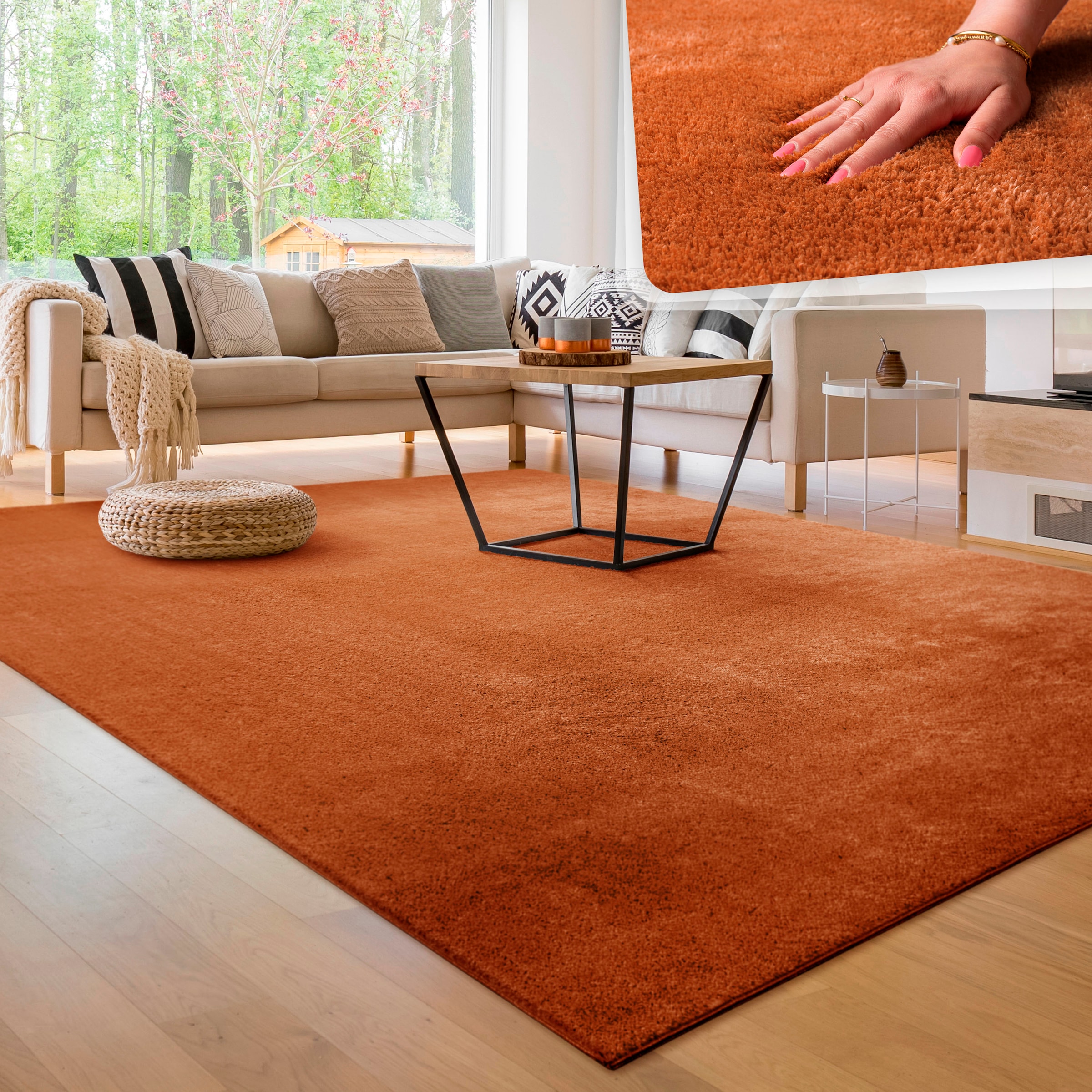 Paco Home Teppich auch »Cadiz besonders 630«, rechteckig, als waschbar, Läufer Uni-Farben, erhältlich | BAUR weich