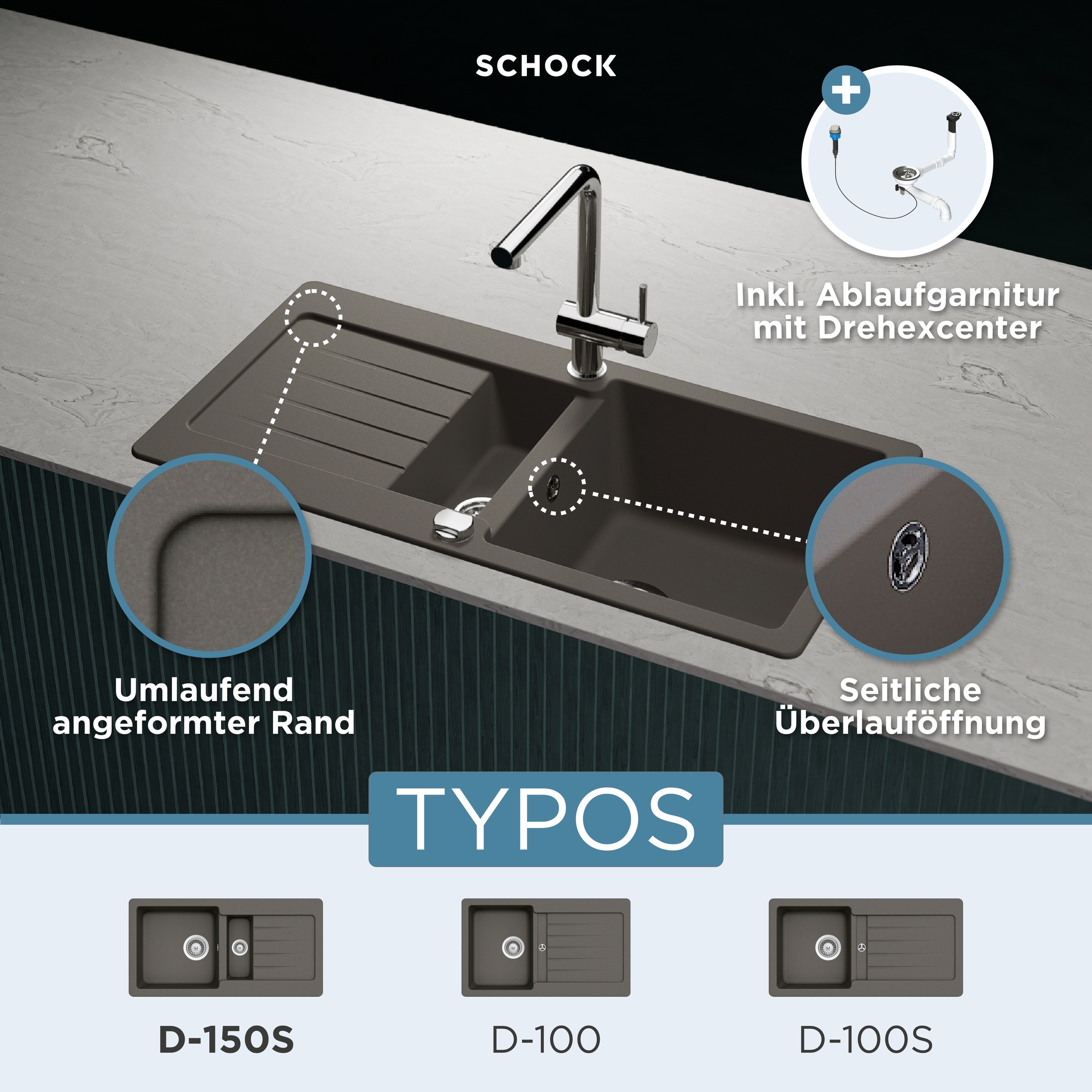 Schock Granitspüle »Typos DS«, mit Restebecken