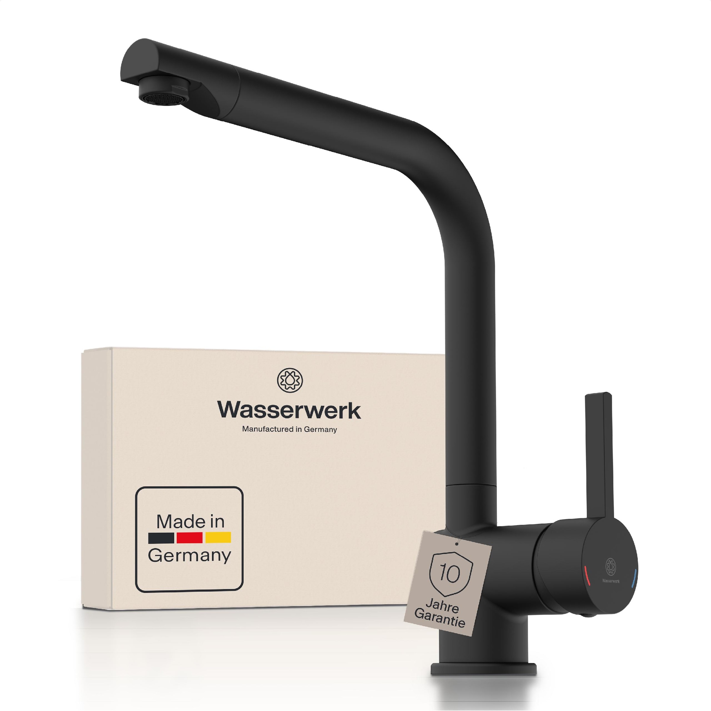 Spültischarmatur WASSERWERK, B:5,7cm H:29,8cm T:25,7cm, schwarz, Messing, Küche, Armaturen, "WK 4, Wasserhahn, Küche, Einhebelmischer", 360