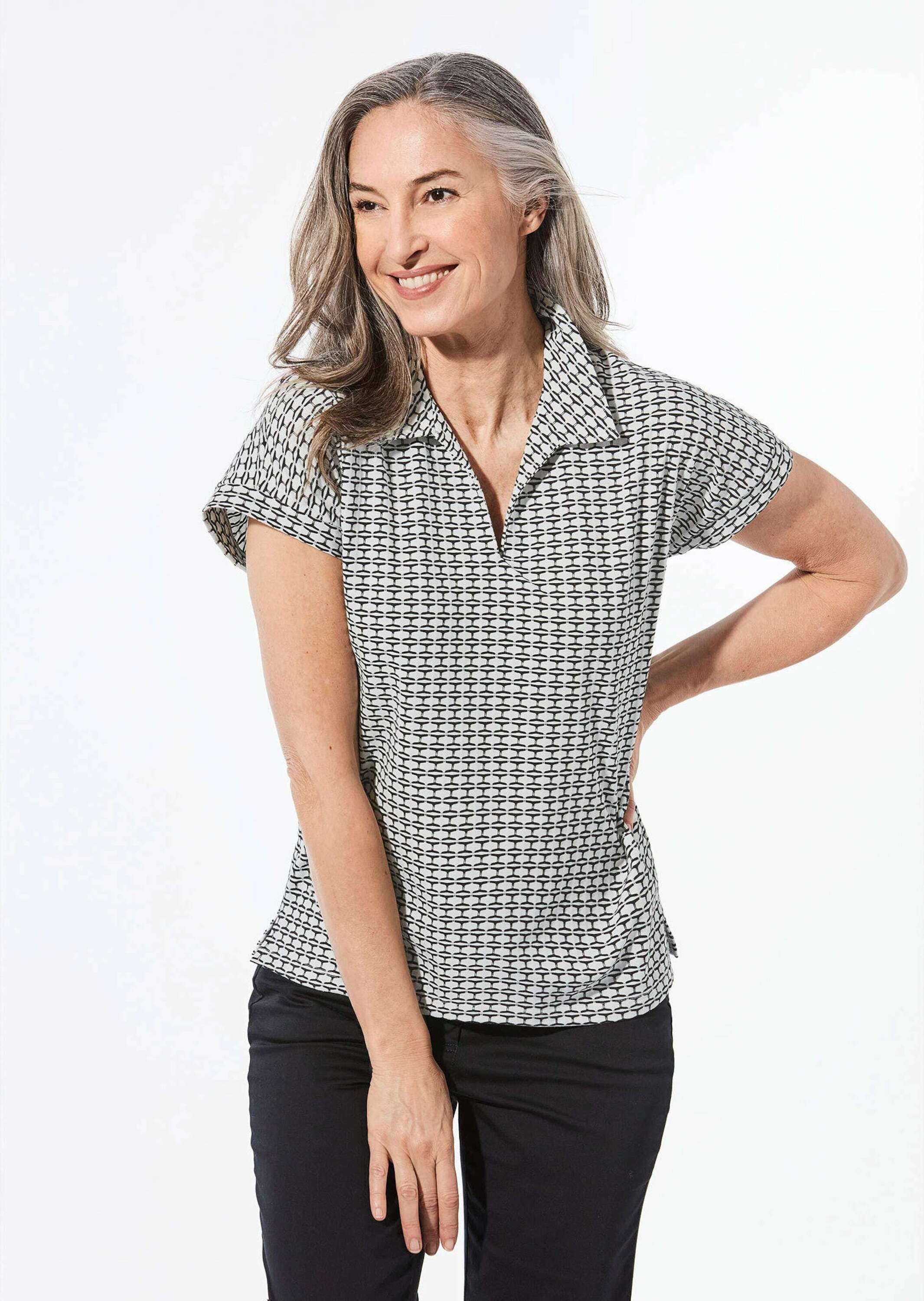 GOLDNER Kurzarmshirt "Shirt mit dezentem Jacquard" günstig online kaufen