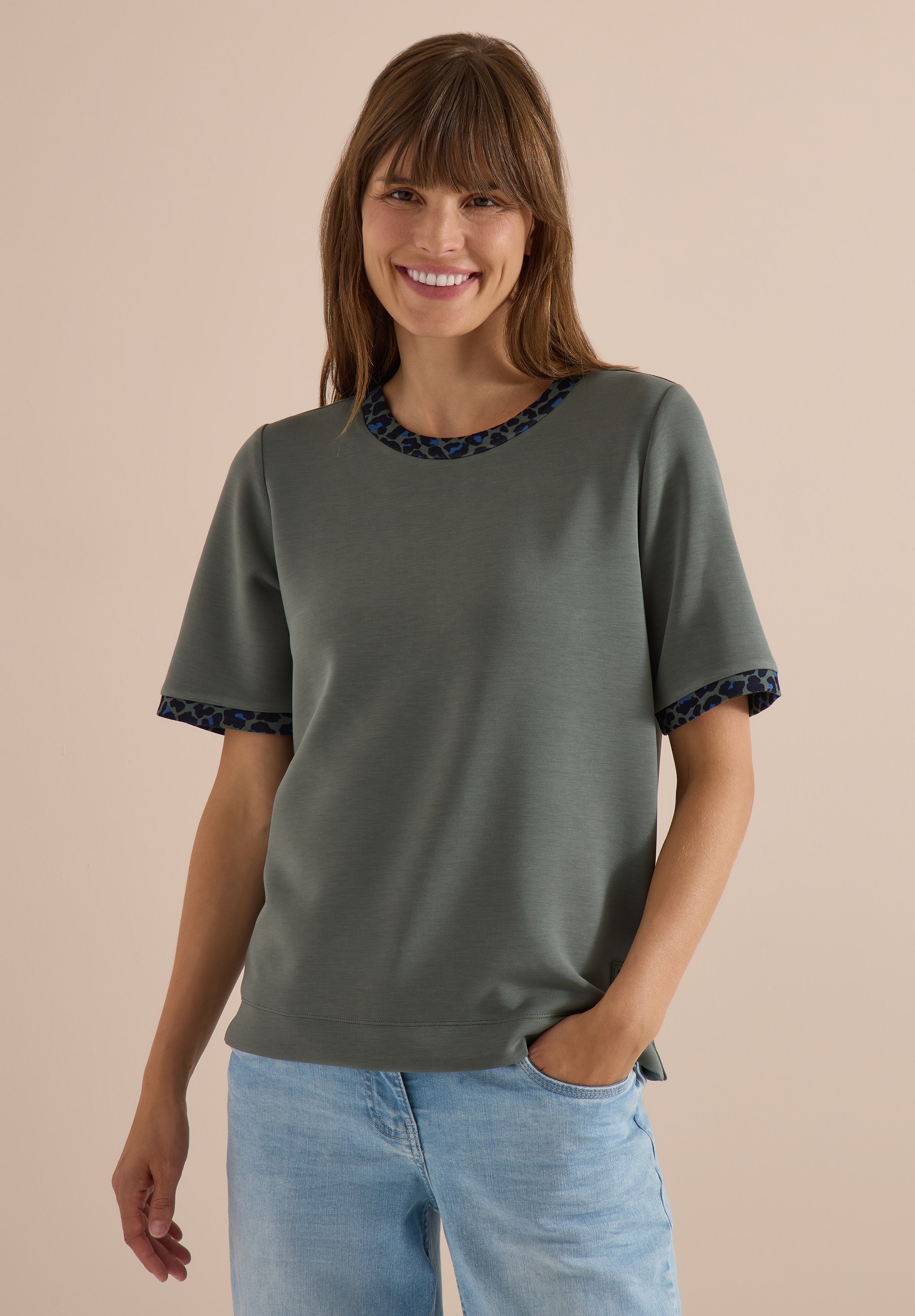 Cecil T-Shirt aus elastischem Materialmix