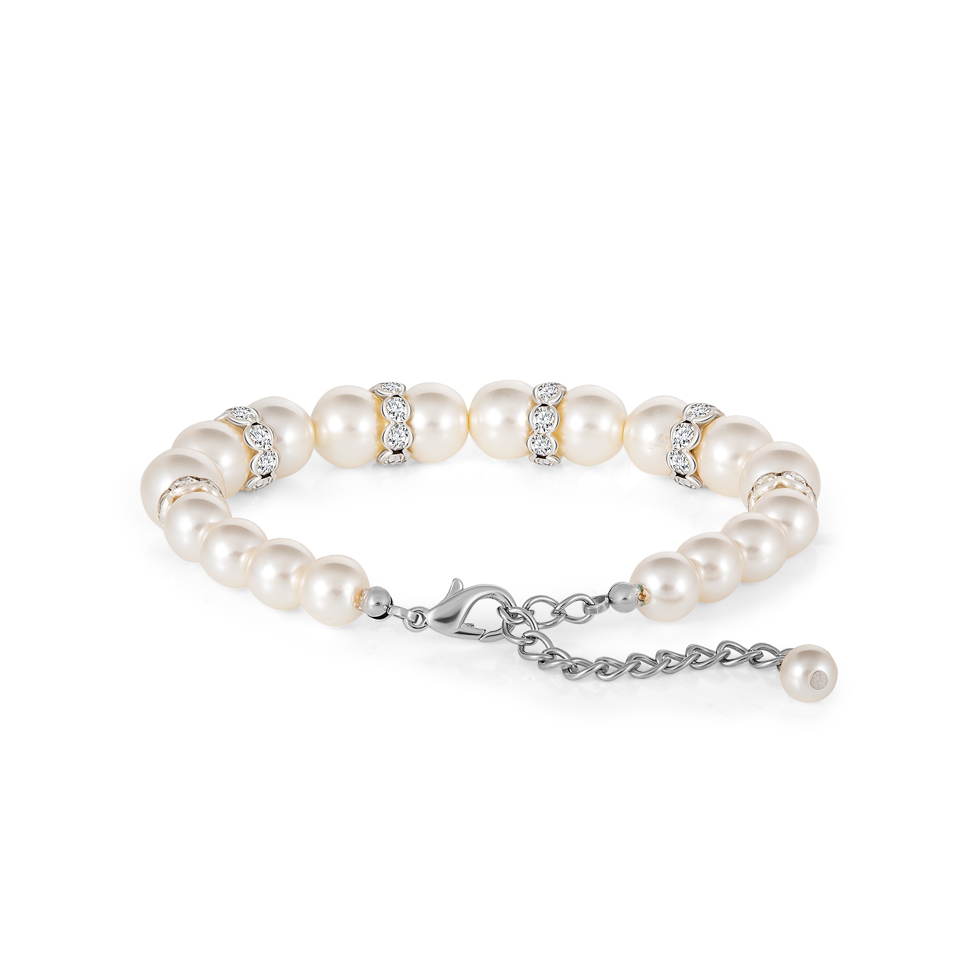 STEUER Glass Bead Bracelet White 24cm 2