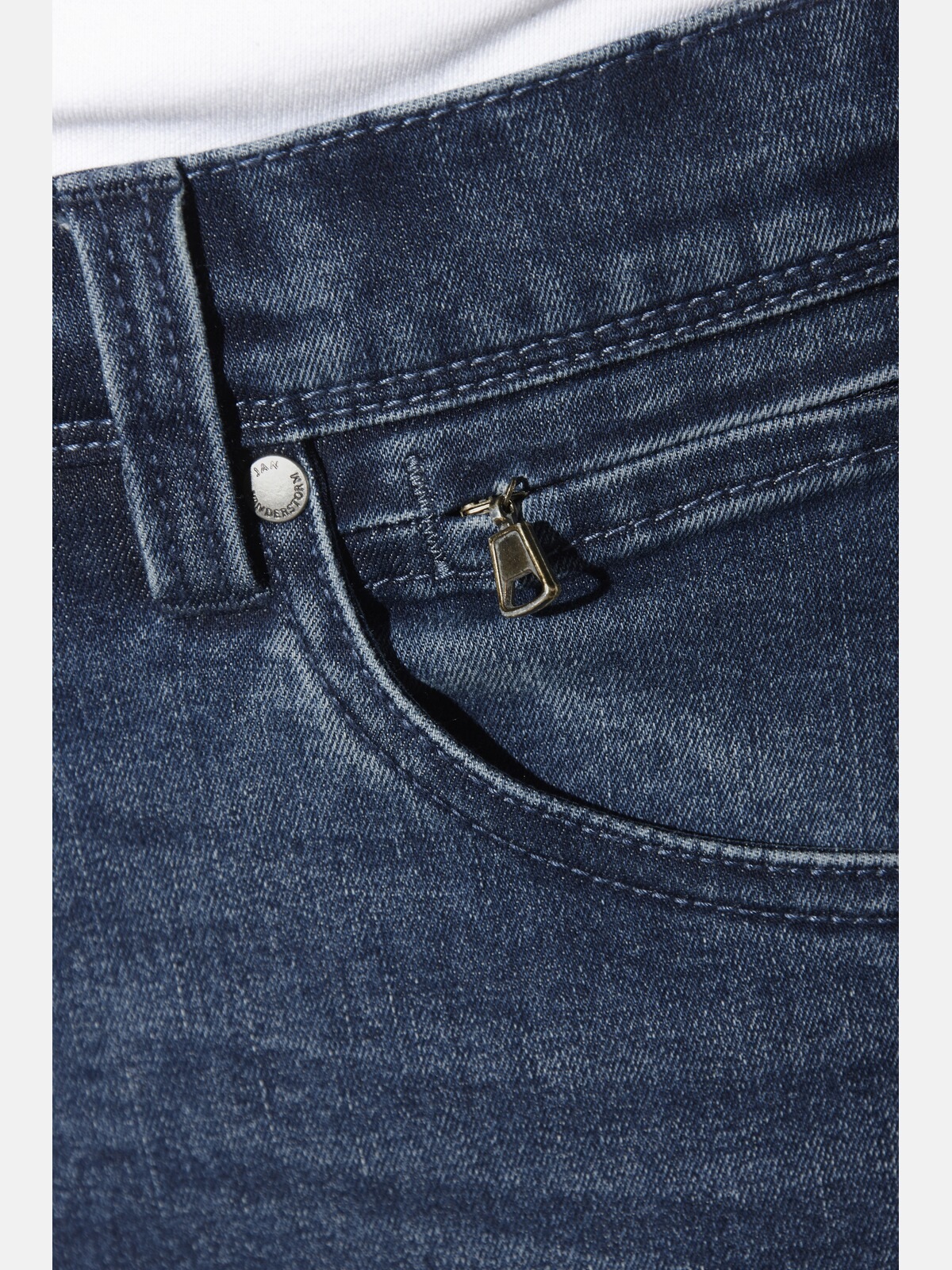 5-Pocket-Jeans JAN VANDERSTORM "Tiefbundjeans HARSKOG", Herren, Gr. 30, N-Gr, blau, Obermaterial: 67% Baumwolle CO. 28% Polyester COOLMAX PES(Coolmax). 3% Viskose Birla CV Birla. 2% Elasthan EL., Jeans 5-Pocket-Jeans 3