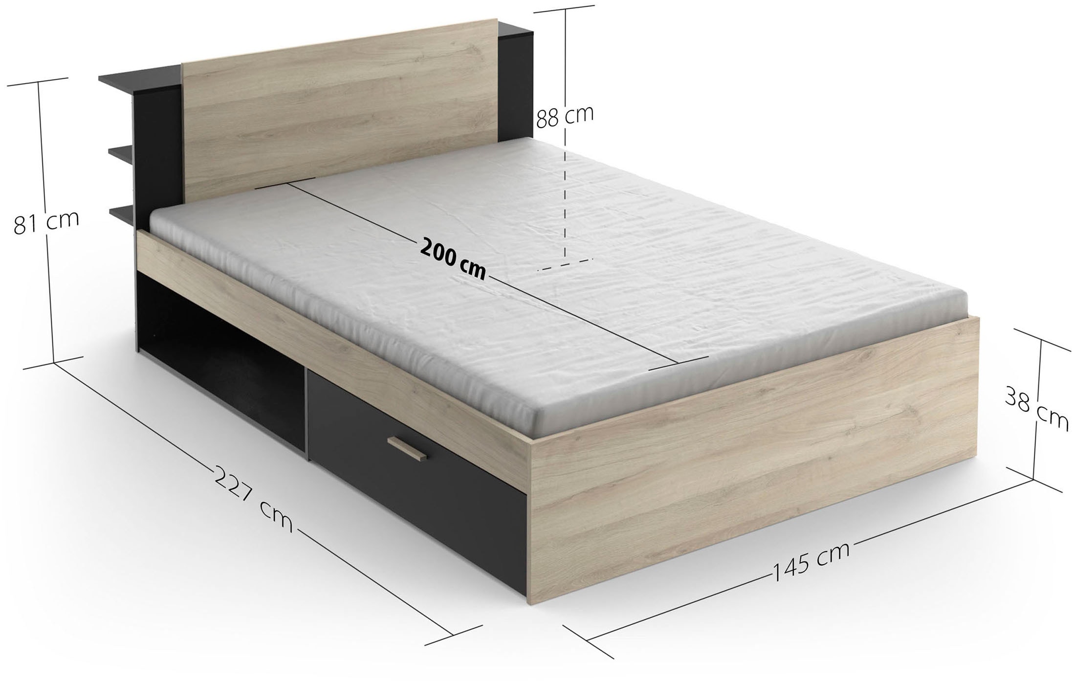 Demeyere GROUP Bettgestell, Liegefläche 140 x 200 cm, ohne Matratze